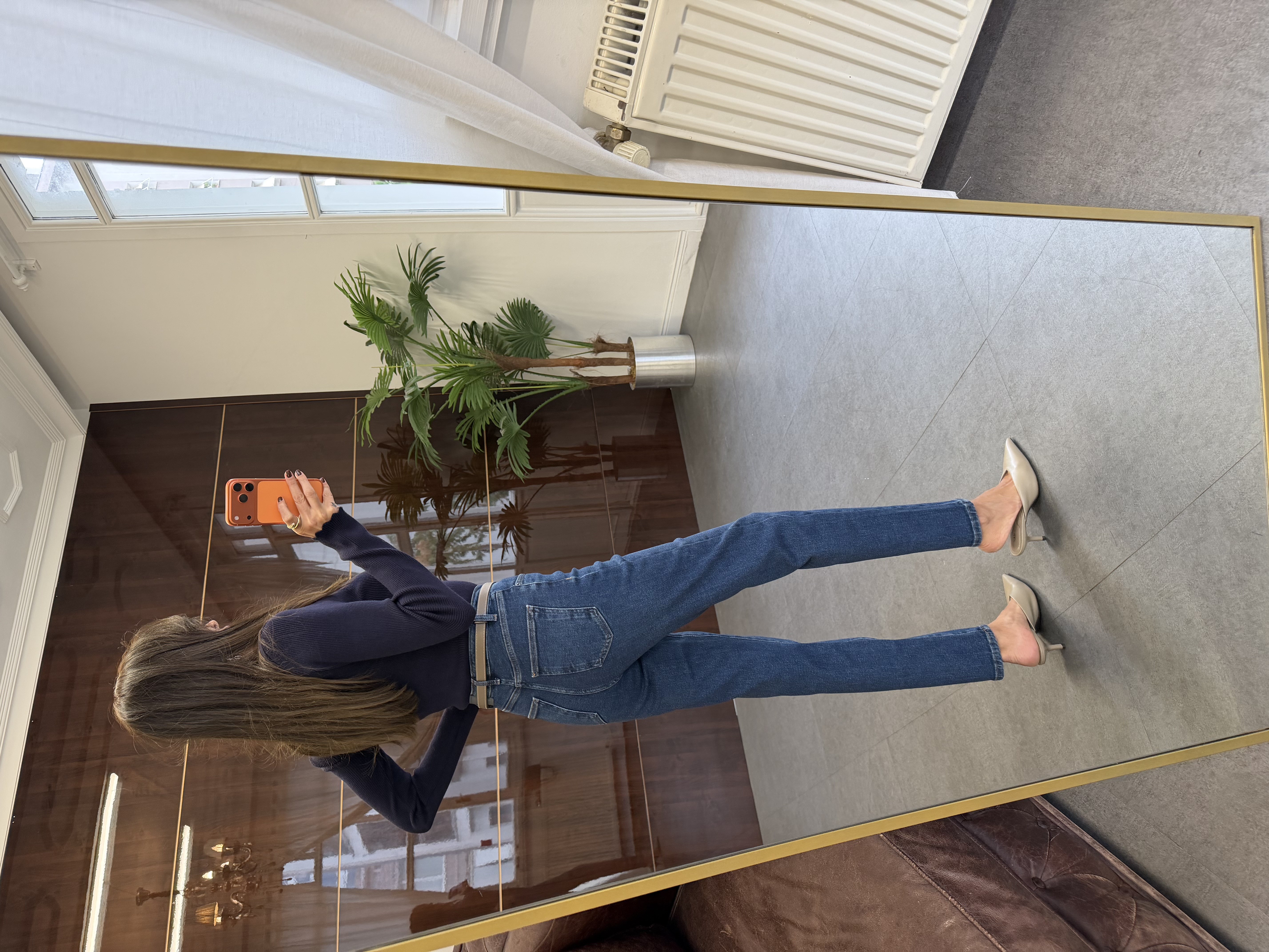 Dark Blue Mom Jean Pantolon