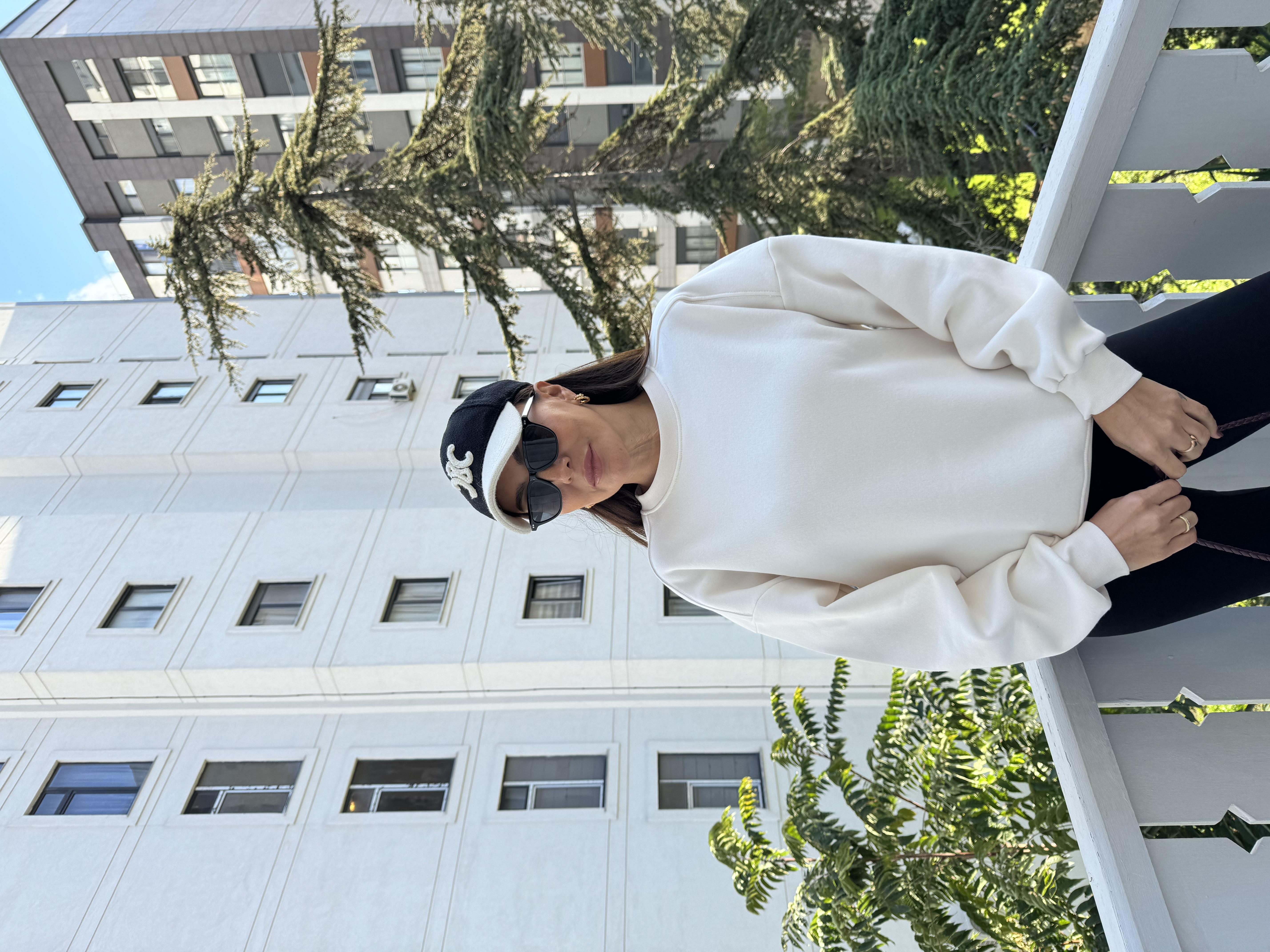 Ekru Kanallı Düz Sweat