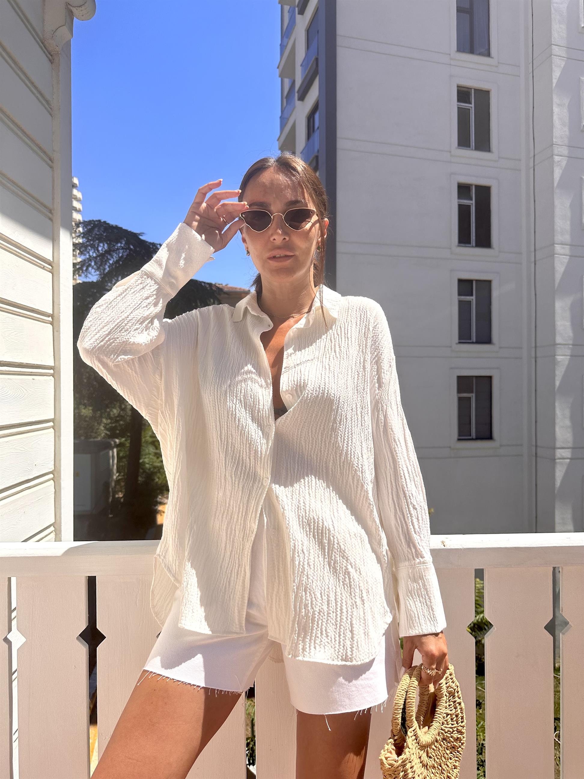 Ekru Müslin Salaş Gömlek