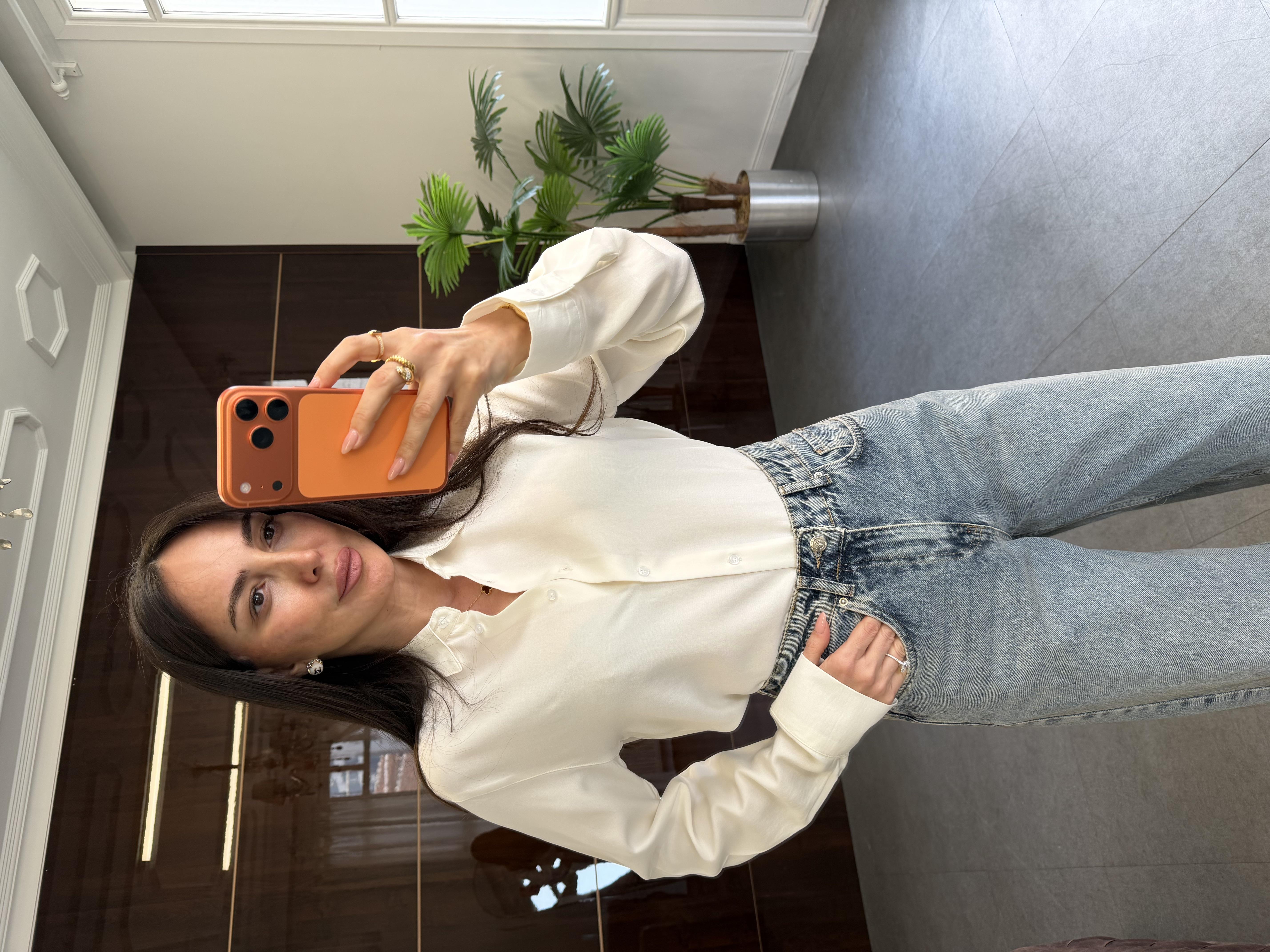 Ekru Uzun Kollu Gömlek