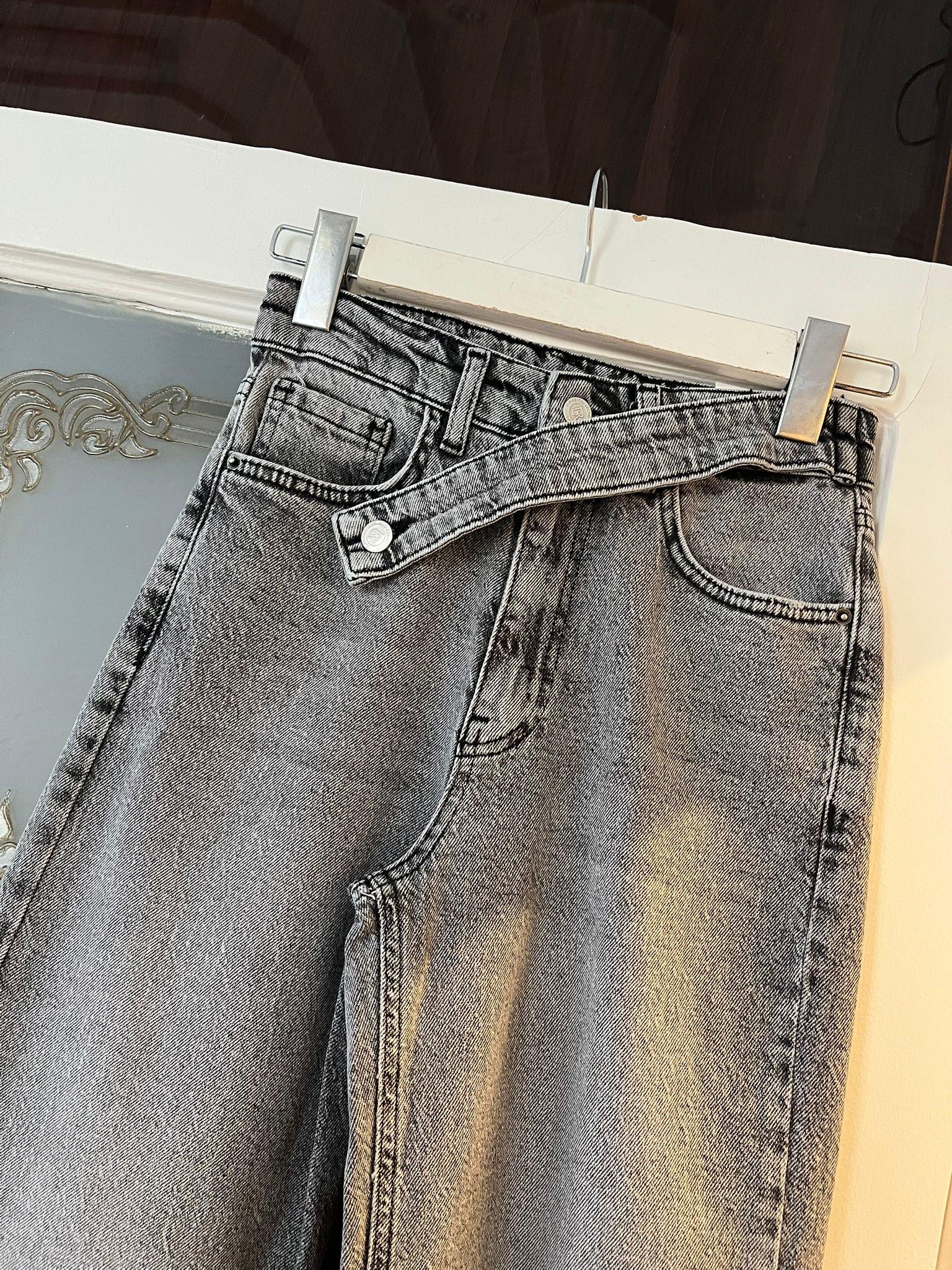 Füme Düğme Detaylı Jean Pantolon
