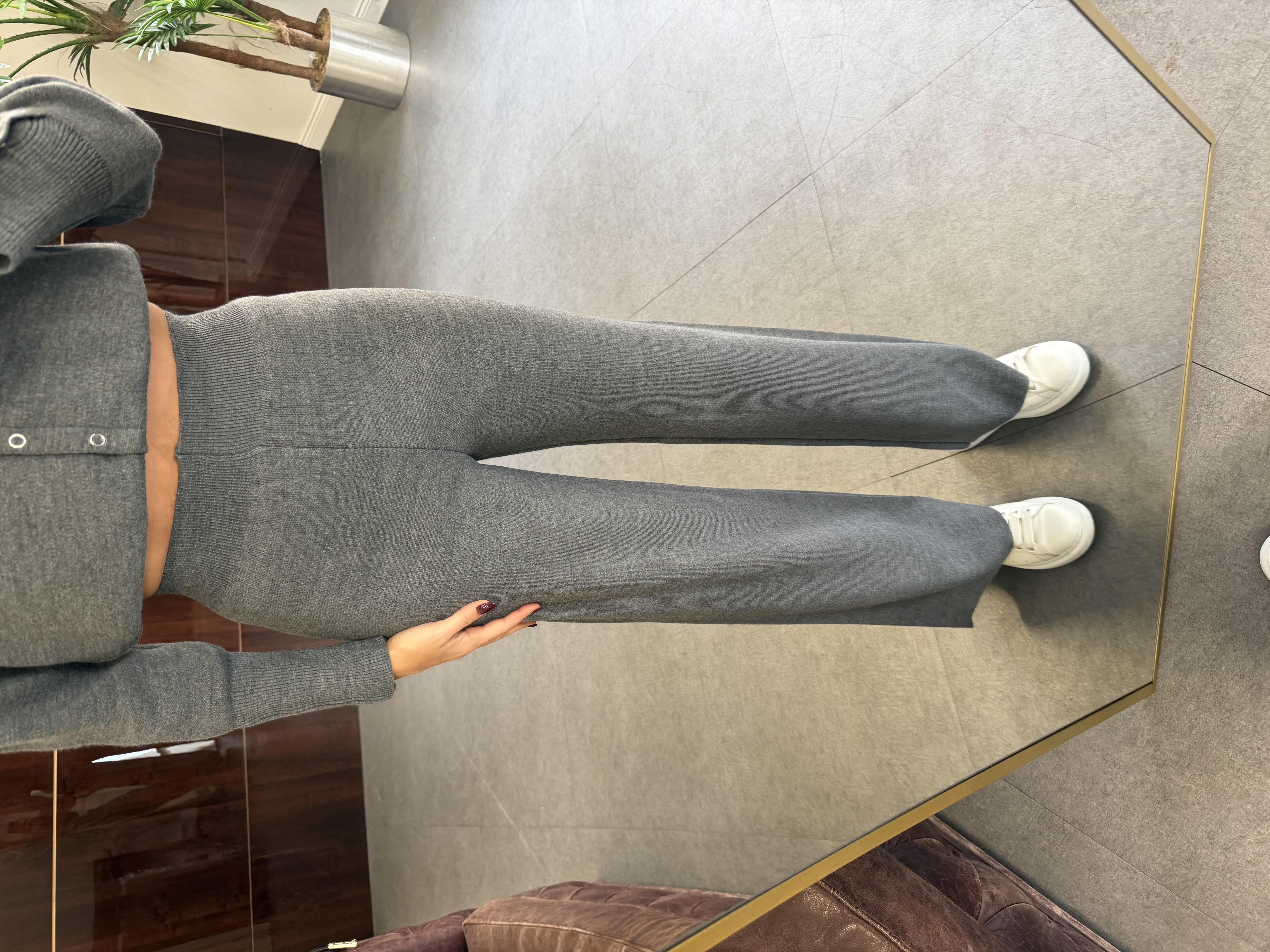 Füme Triko Hırka Pantolon İkili Takım