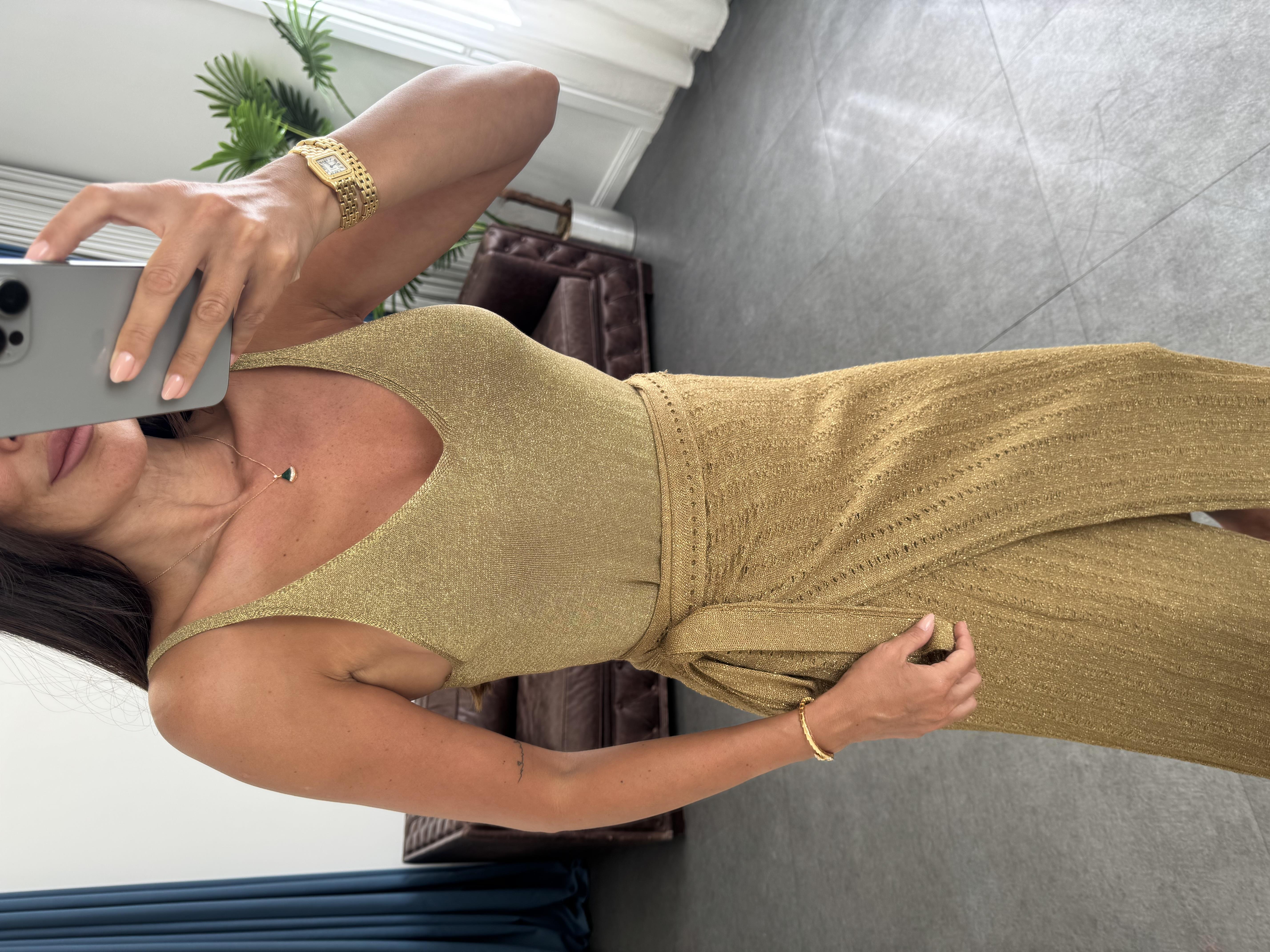 Gold Simli Askılı Bluz