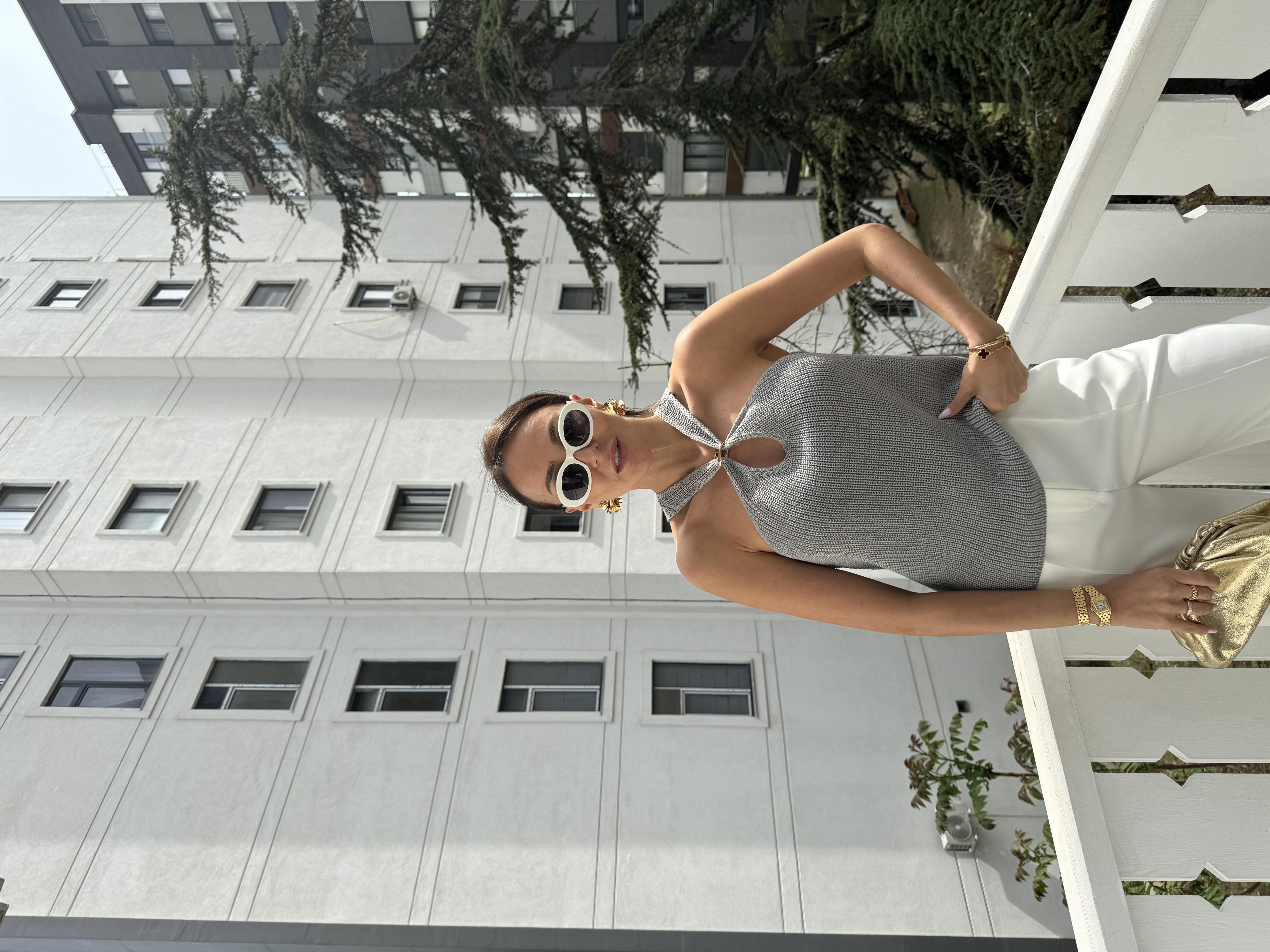 Gri Gold Aksesuar Merserize Bluz