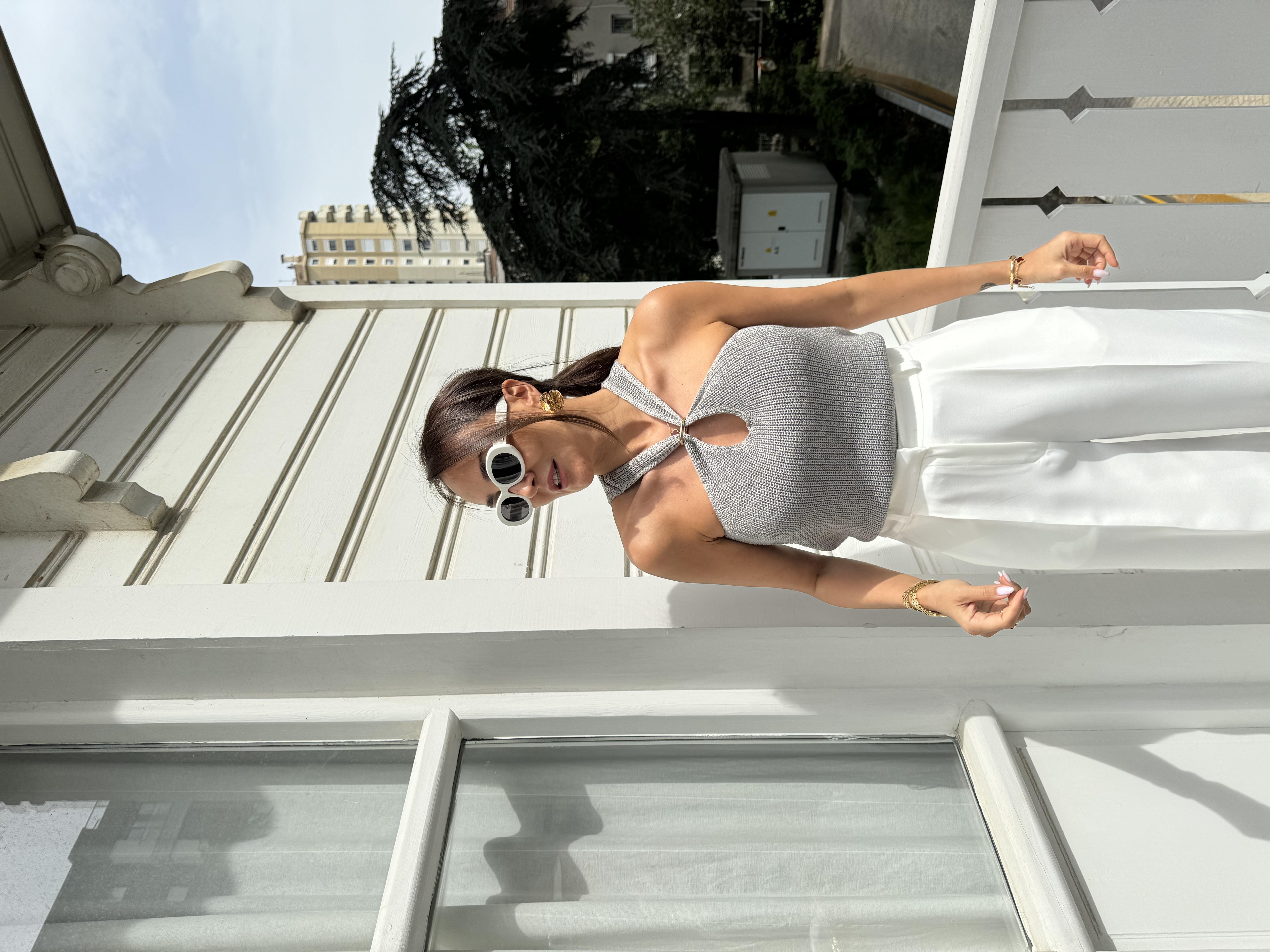 Gri Gold Aksesuar Merserize Bluz