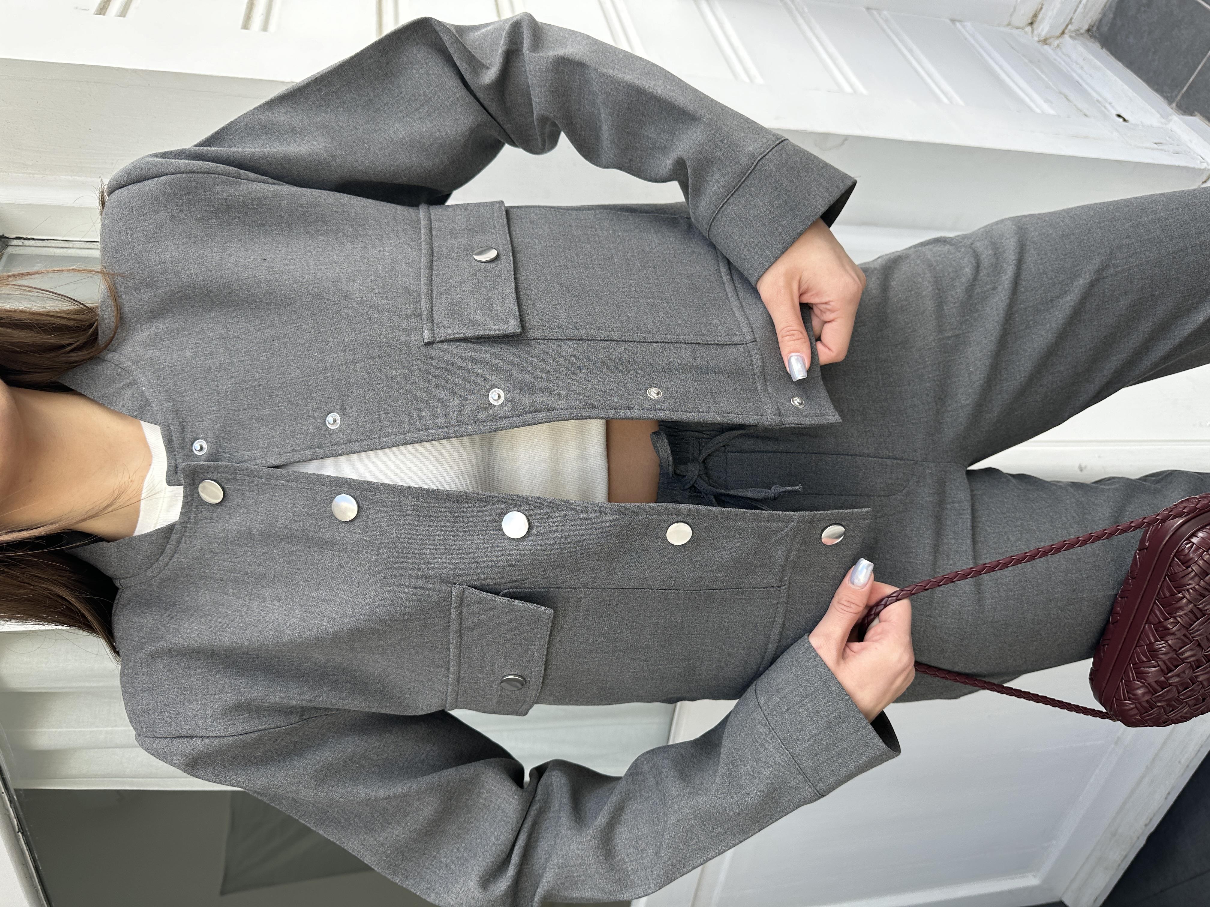 Gri İnce Bomber Ceket