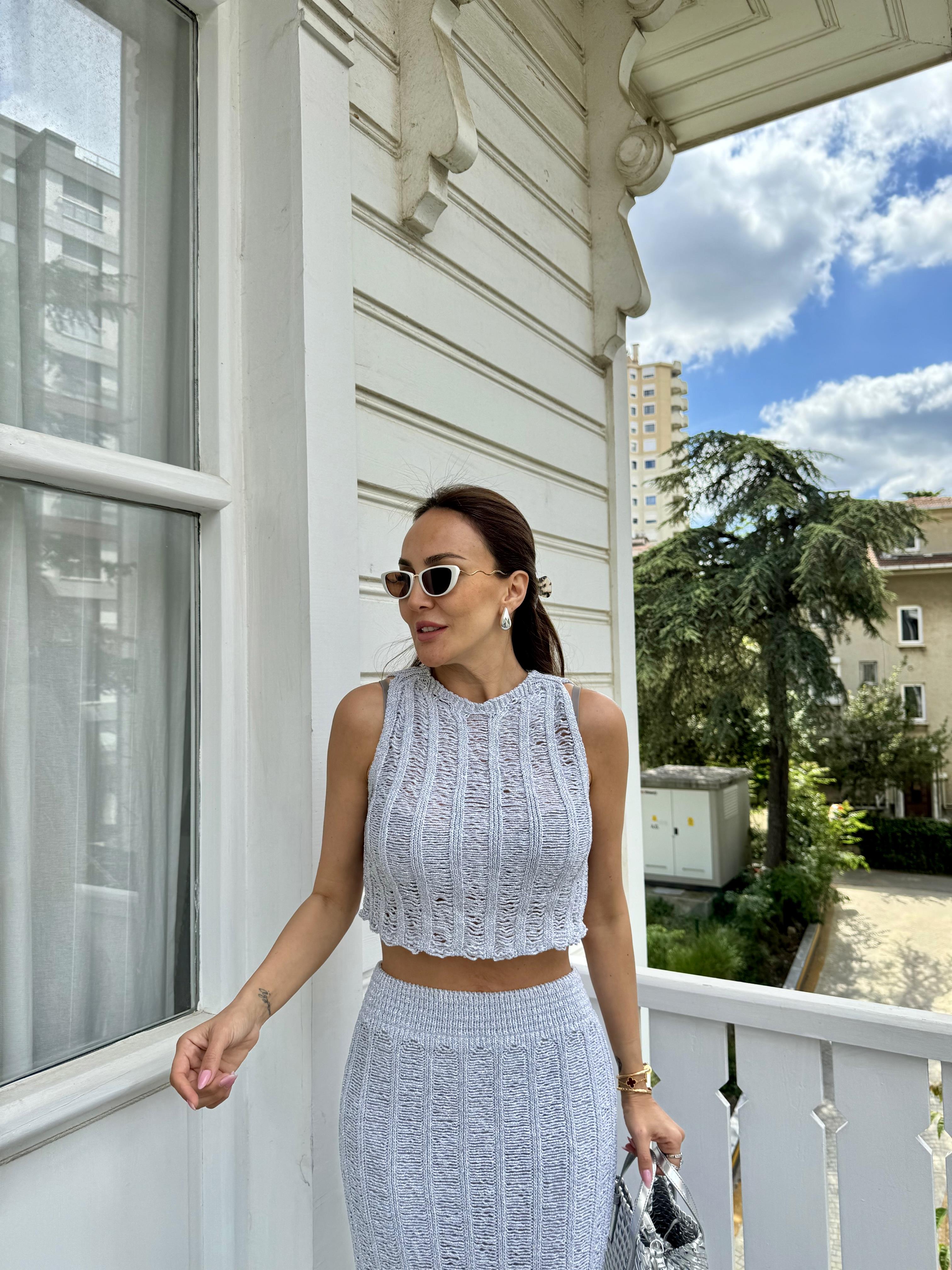 Gümüş Simli Merserize Bluz