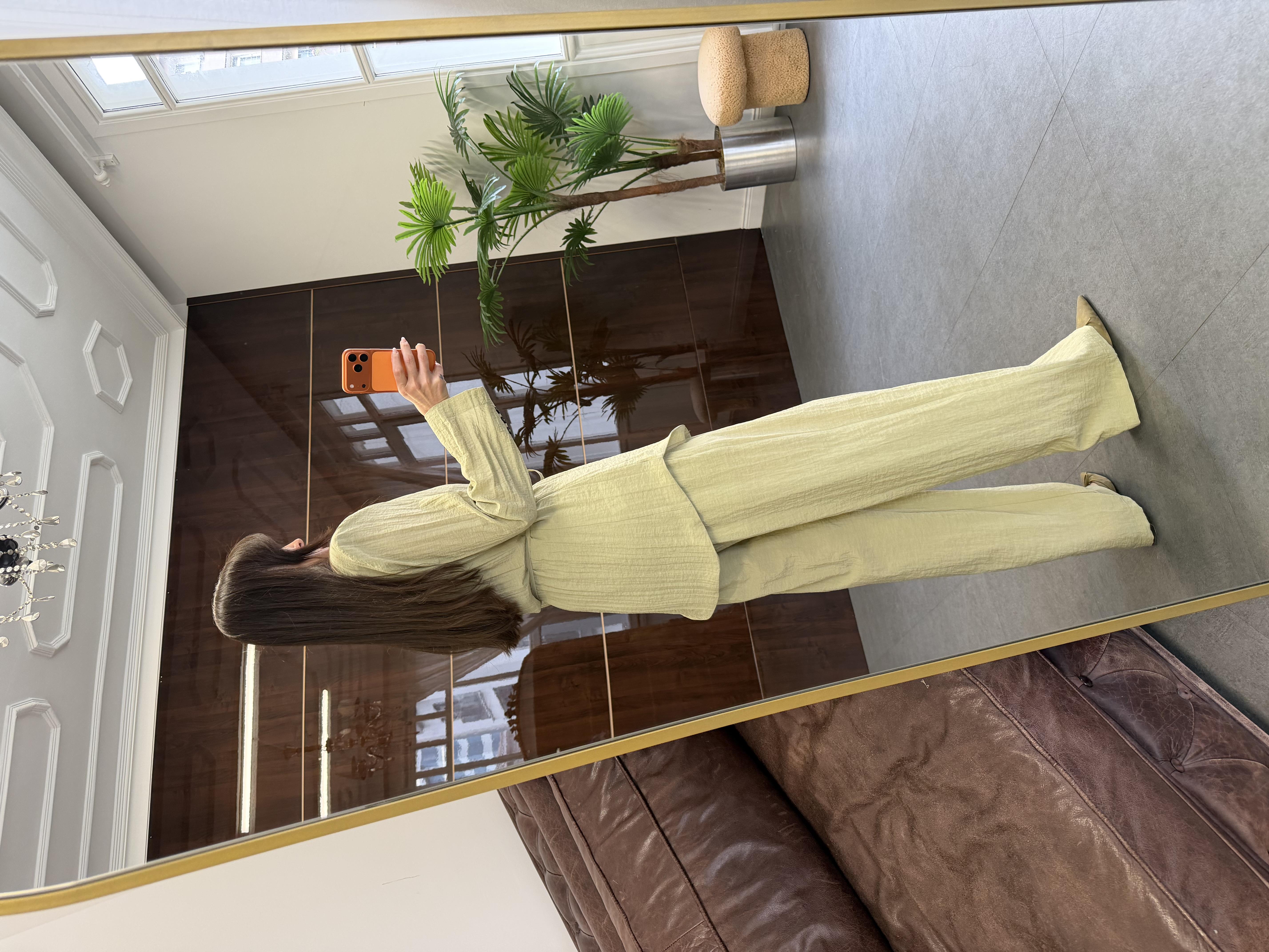 Haki Astarsız Ceket Pantolon Takım