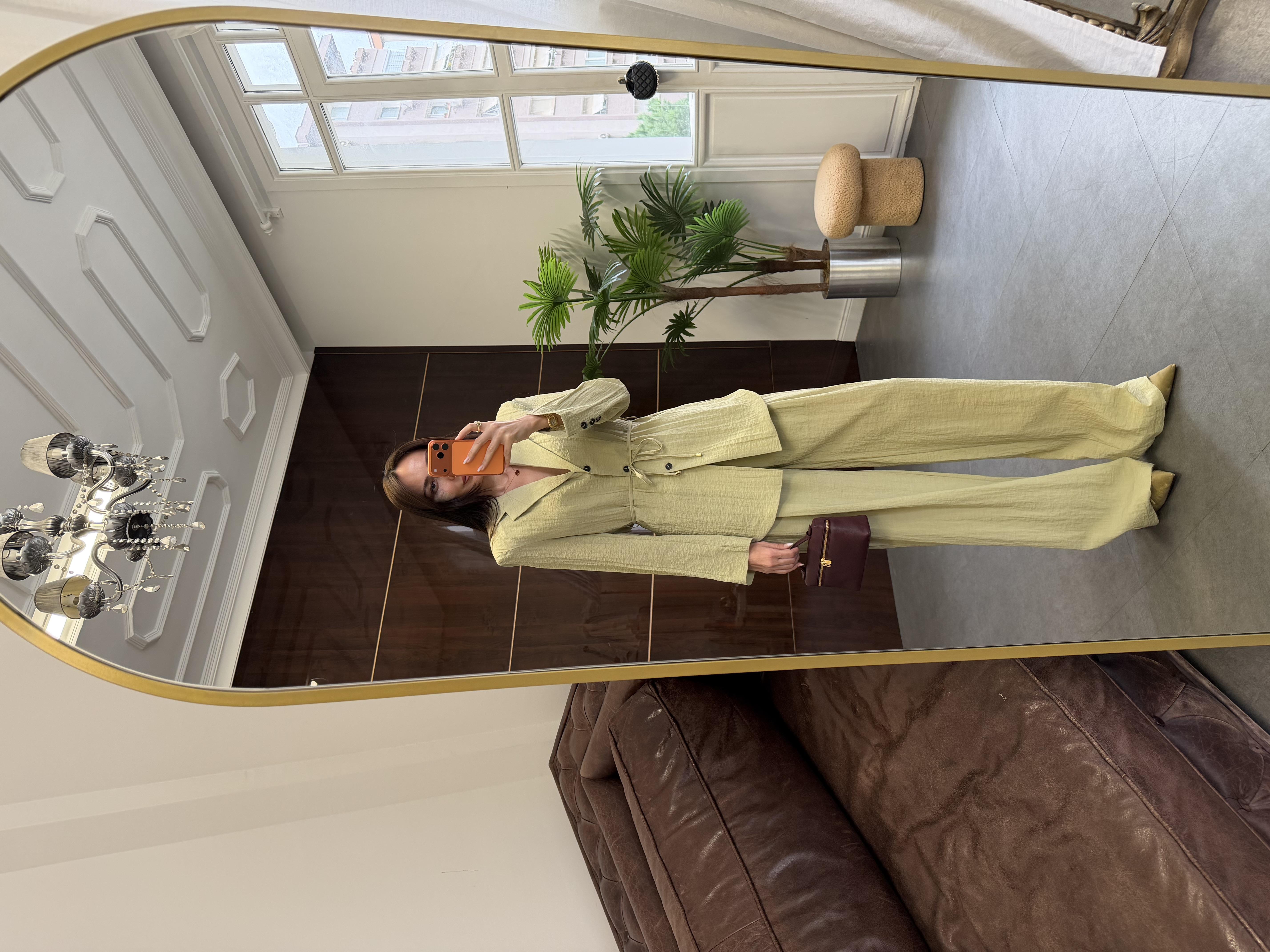 Haki Astarsız Ceket Pantolon Takım