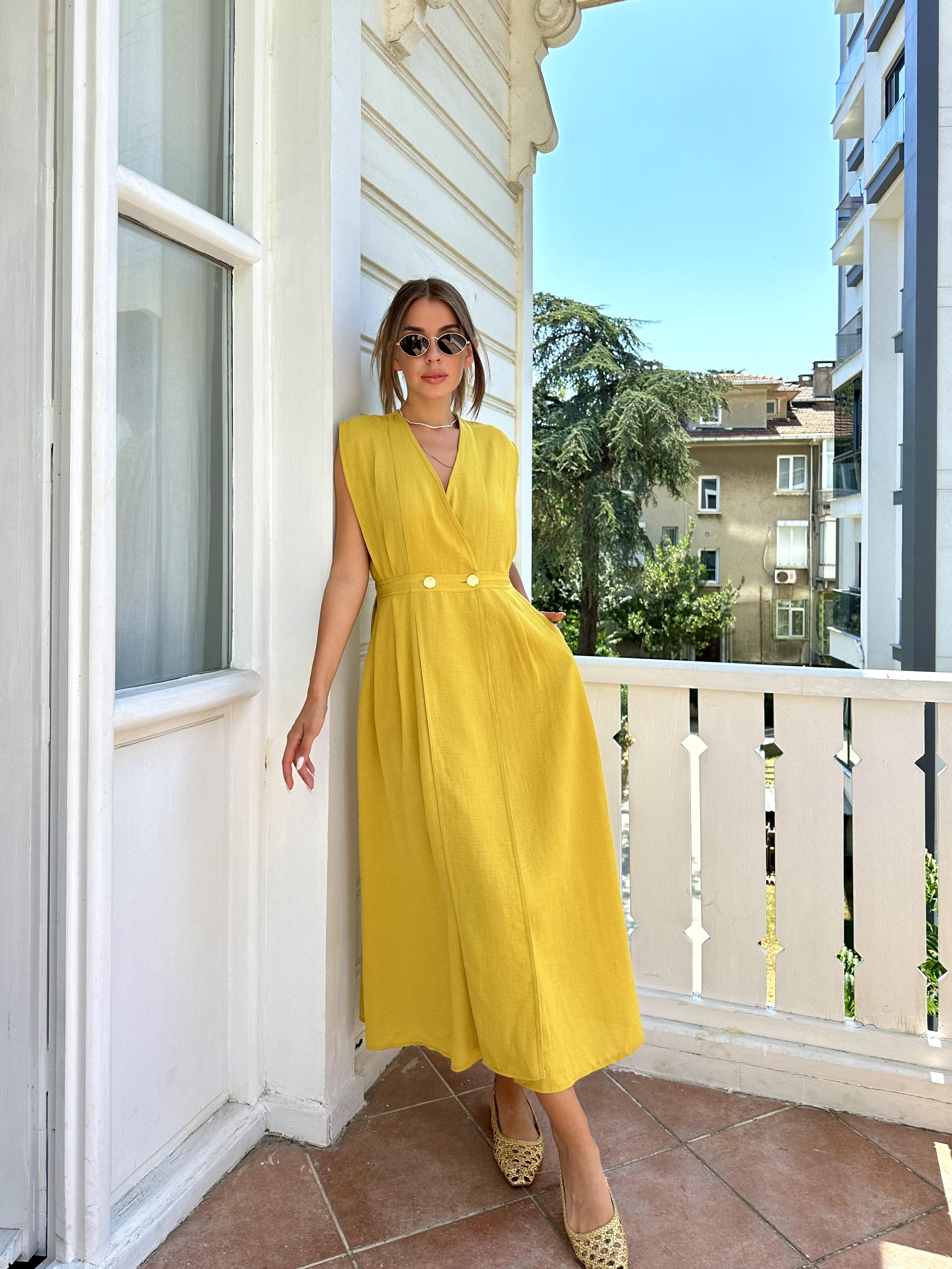 Hardal V Yaka Kolsuz Elbise