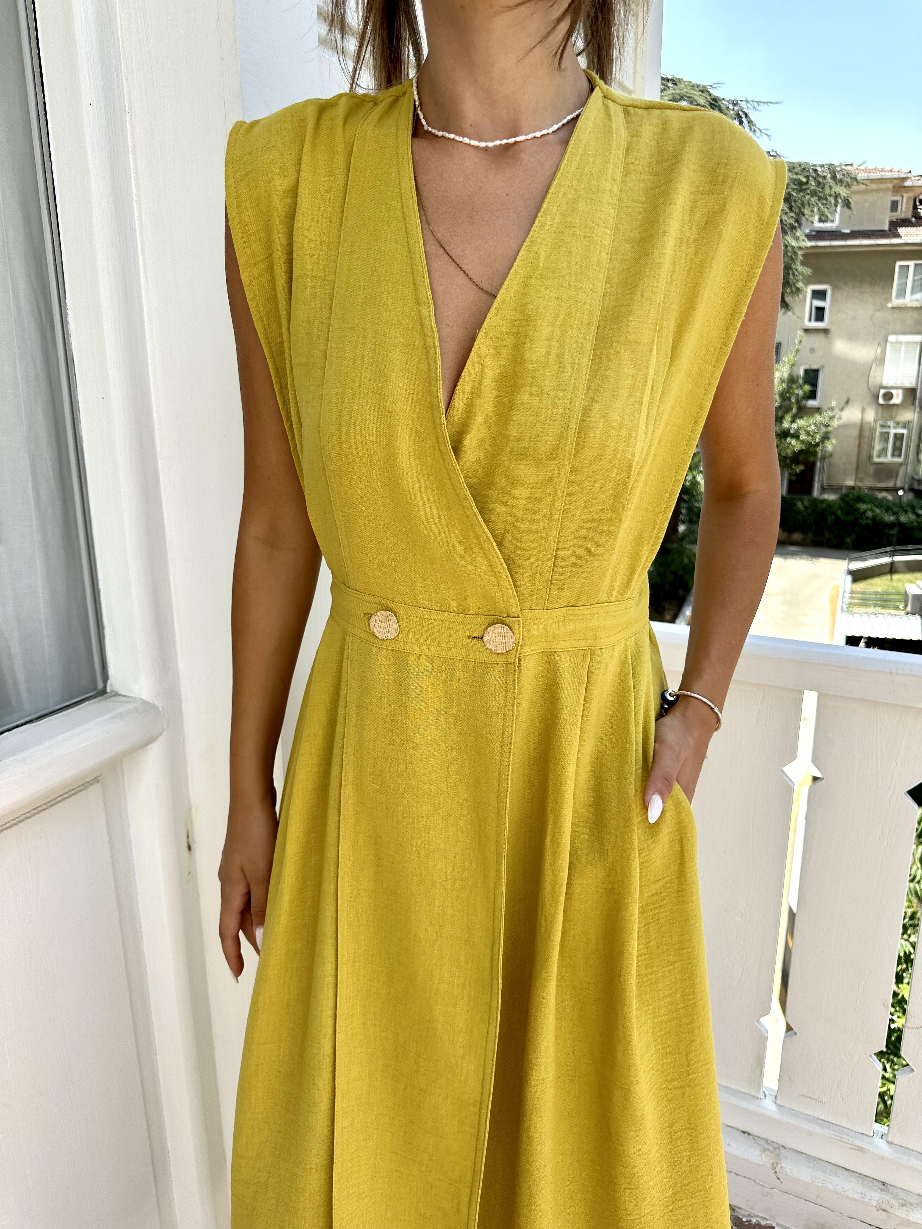 Hardal V Yaka Kolsuz Elbise