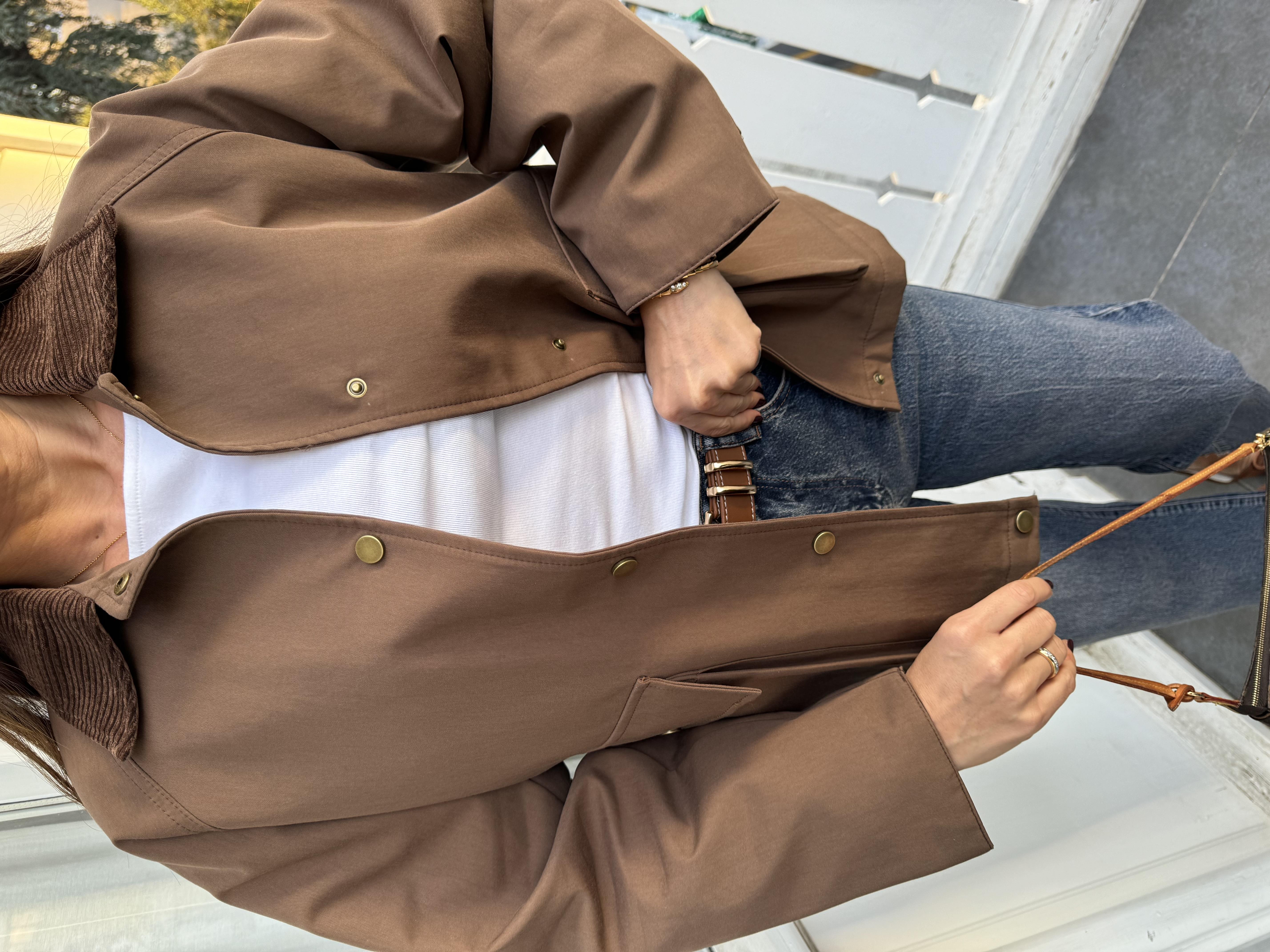 Kadife Yaka Kahve Astarlı Ceket