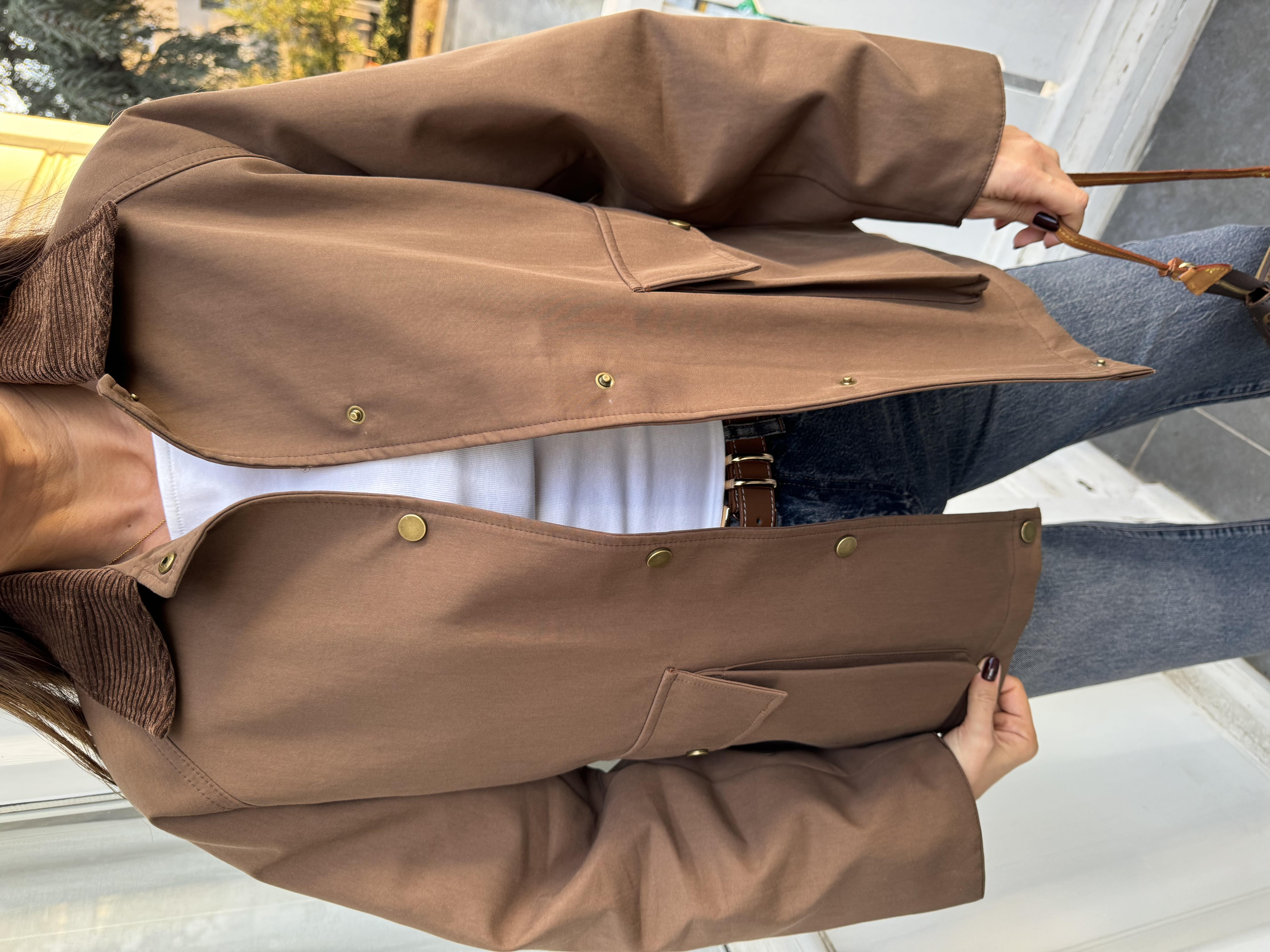 Kadife Yaka Kahve Astarlı Ceket