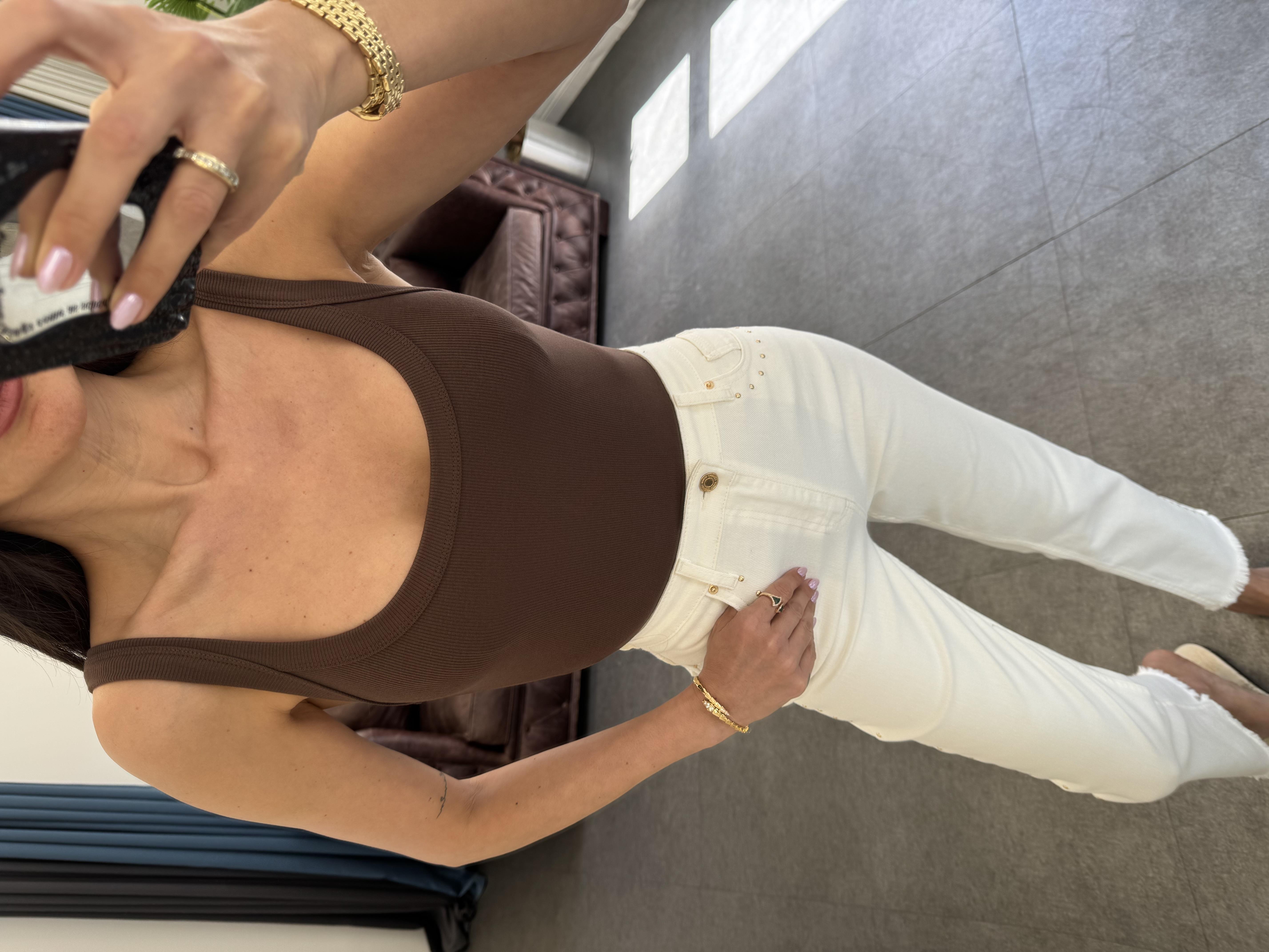 Kahve Askılı Bodysuit