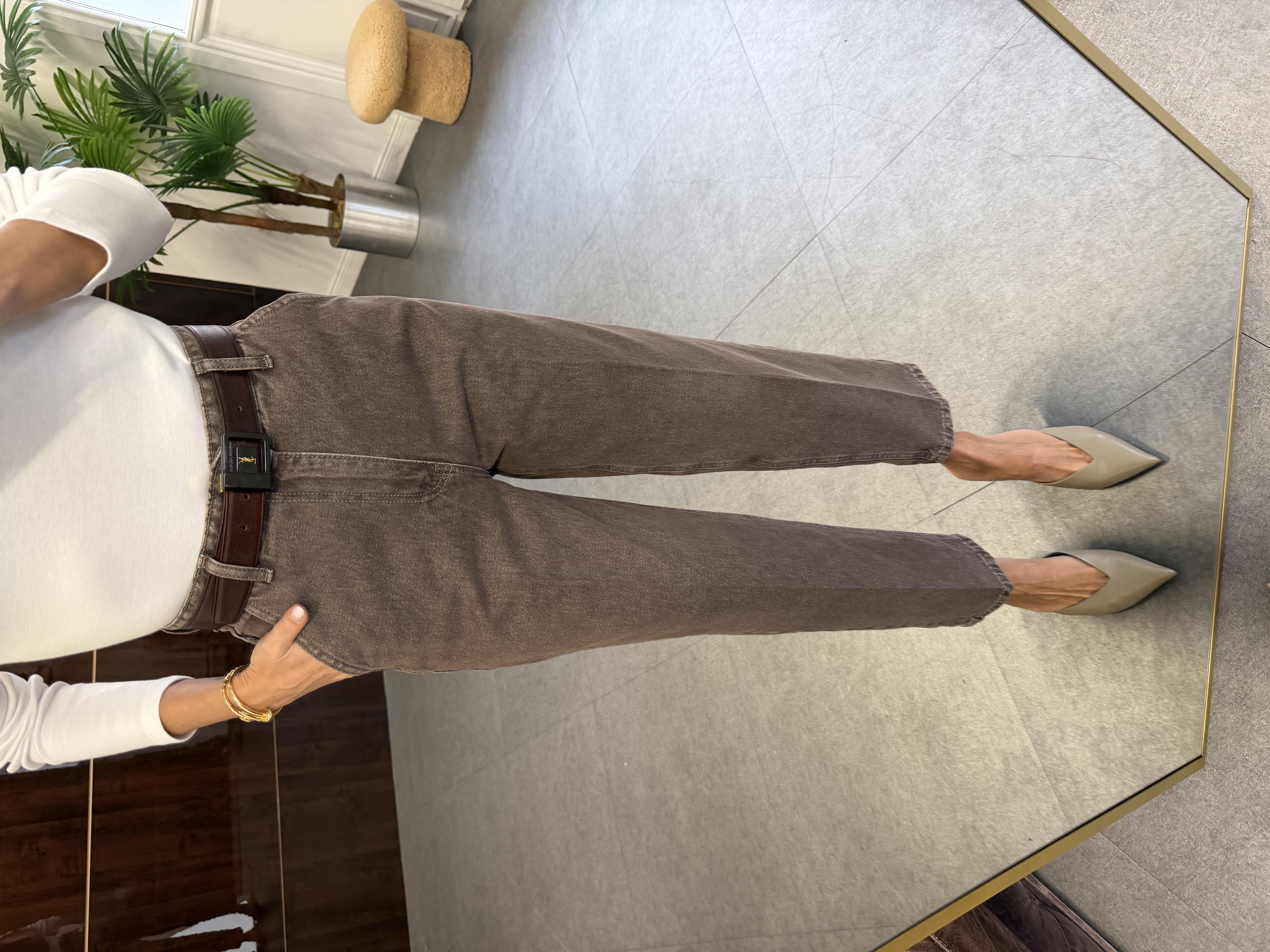 Kahve Çizgi Ütü İzli Skater Jean Pantolon