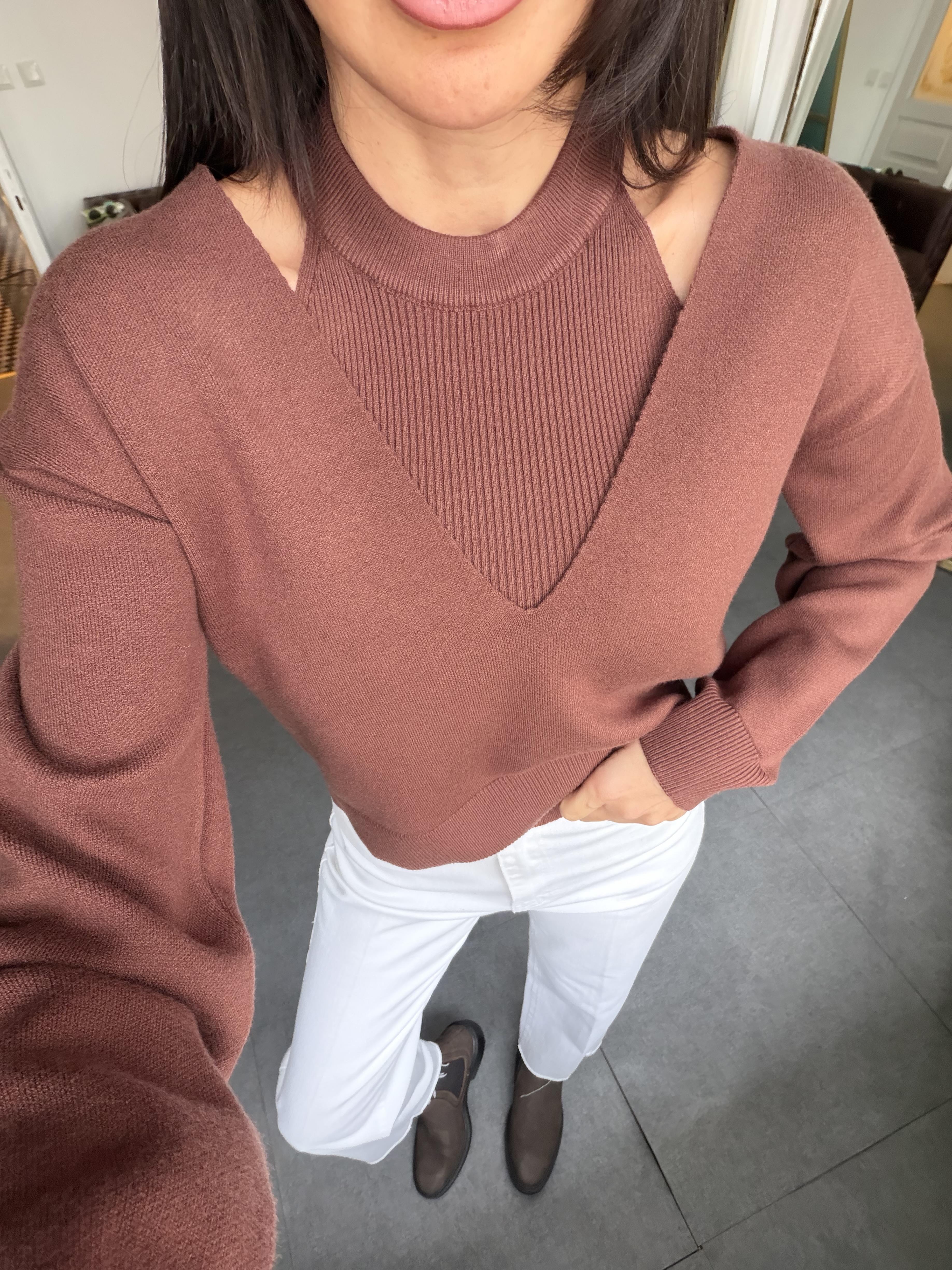 Kahve İkili V Yaka Kazak