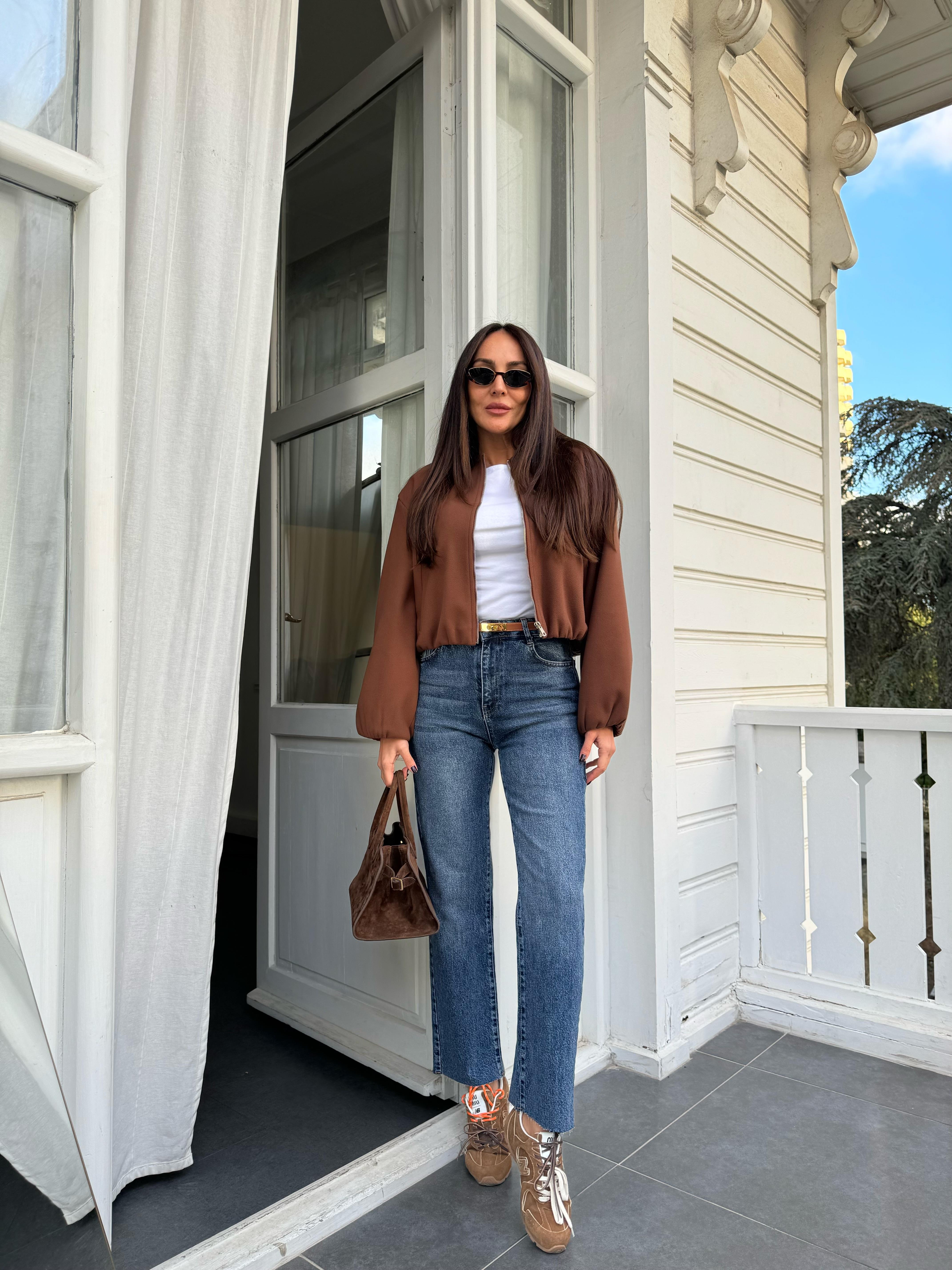 Kahve Kaşe Astarlı Bomber Ceket