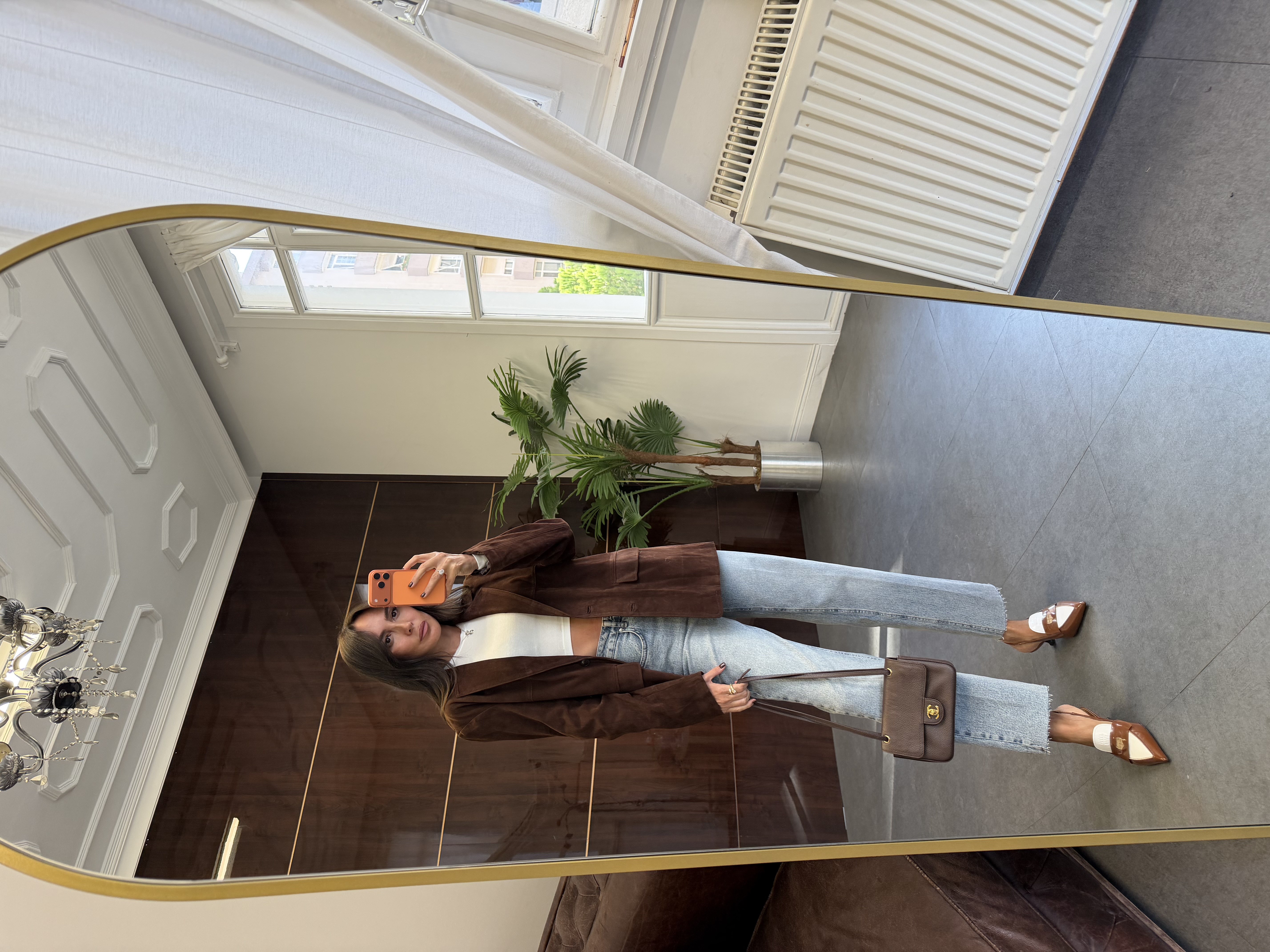 Kahve Kuşaklı Süet Blazer Ceket