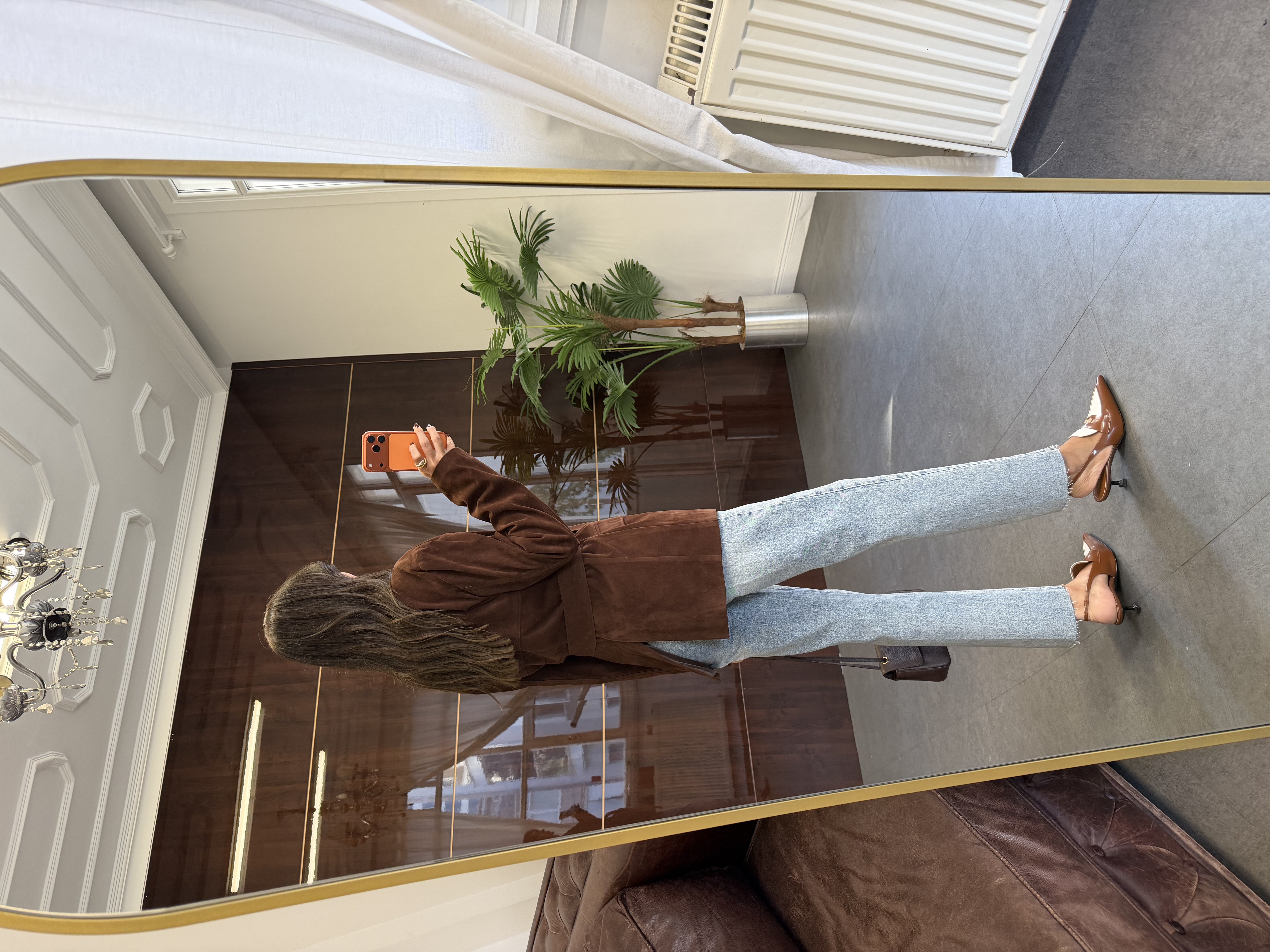 Kahve Kuşaklı Süet Blazer Ceket
