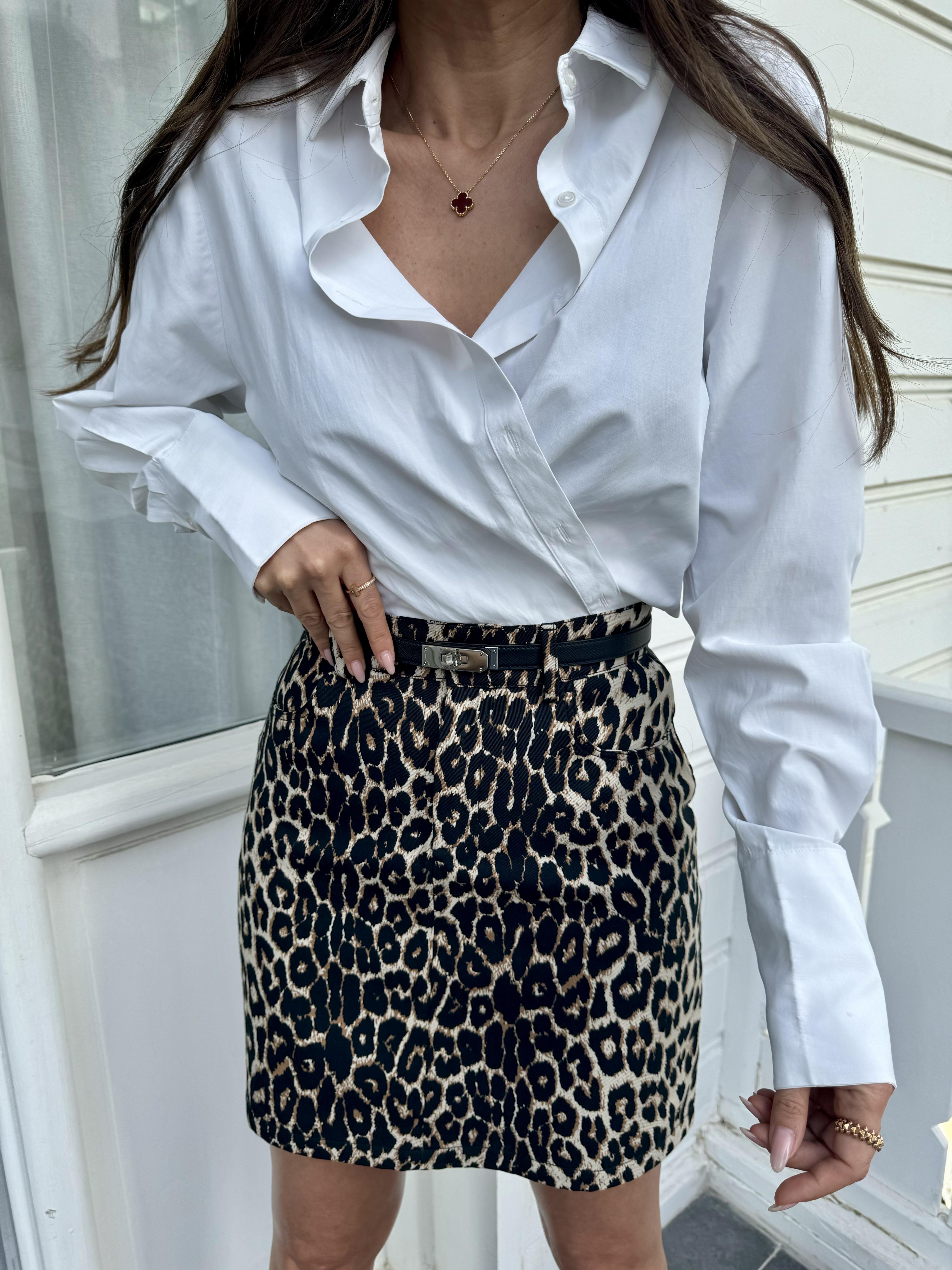 Kahve Leopar Desen Mini Etek