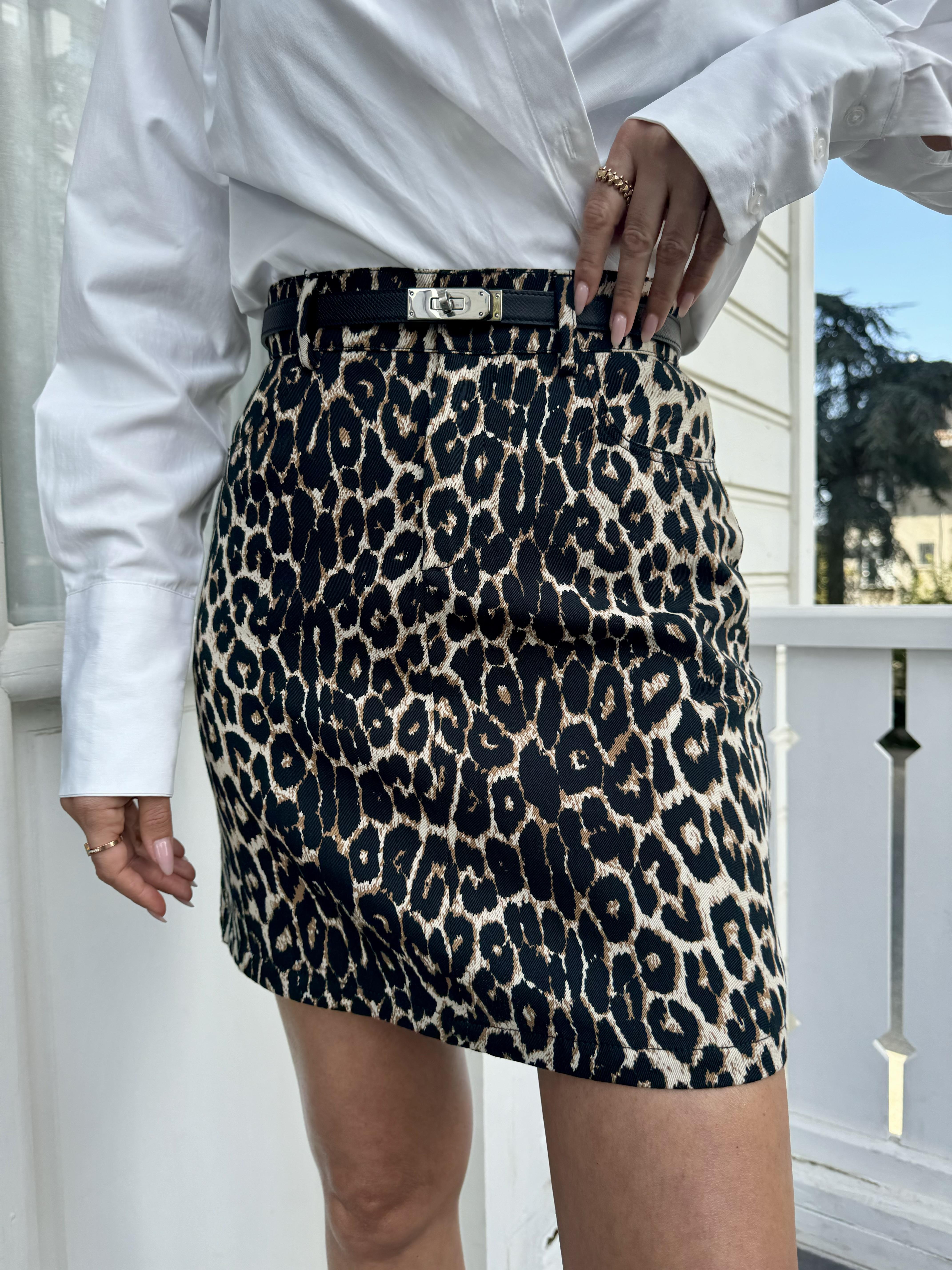 Kahve Leopar Desen Mini Etek
