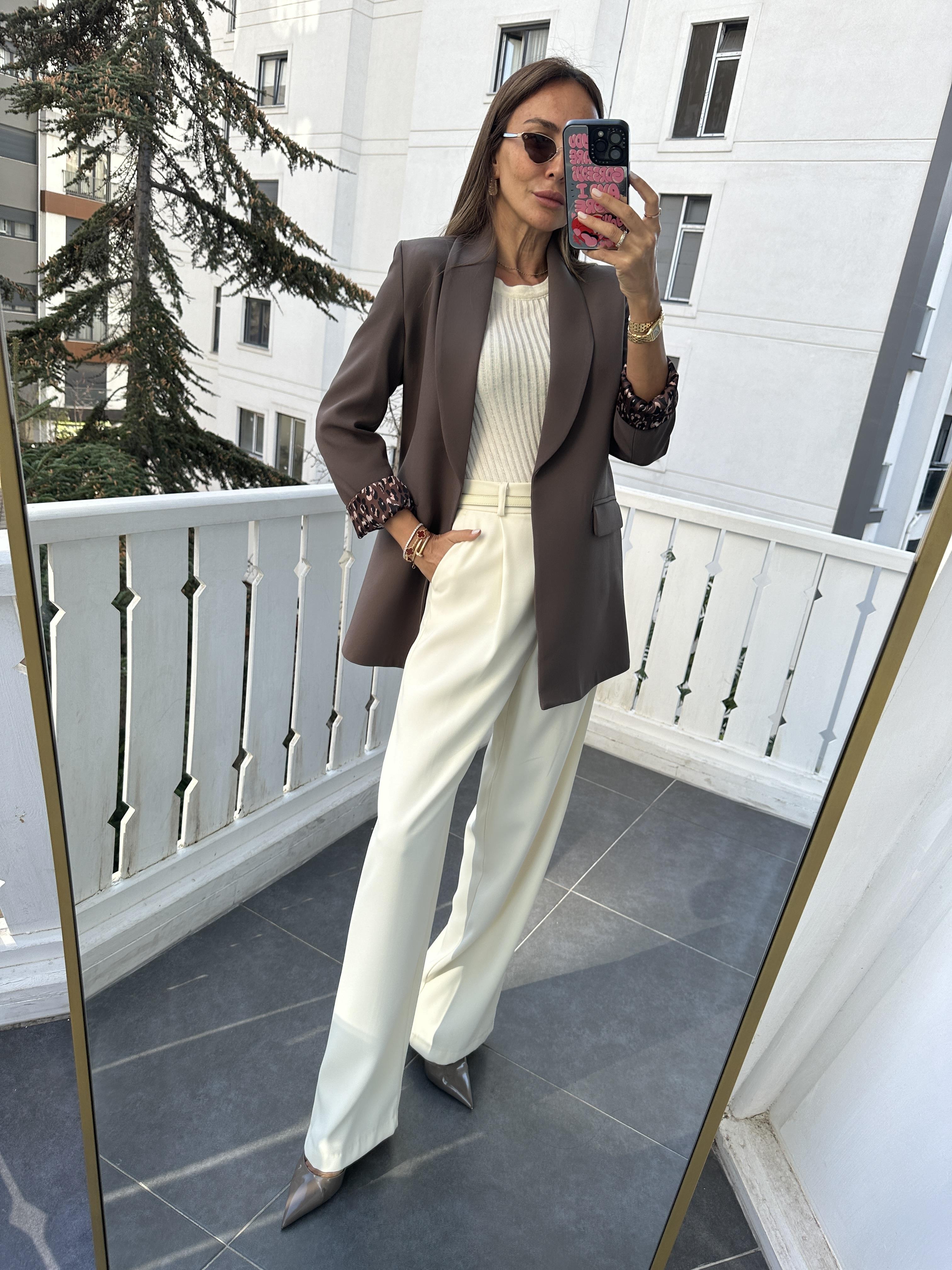 Kahve Şal Yaka Ceket