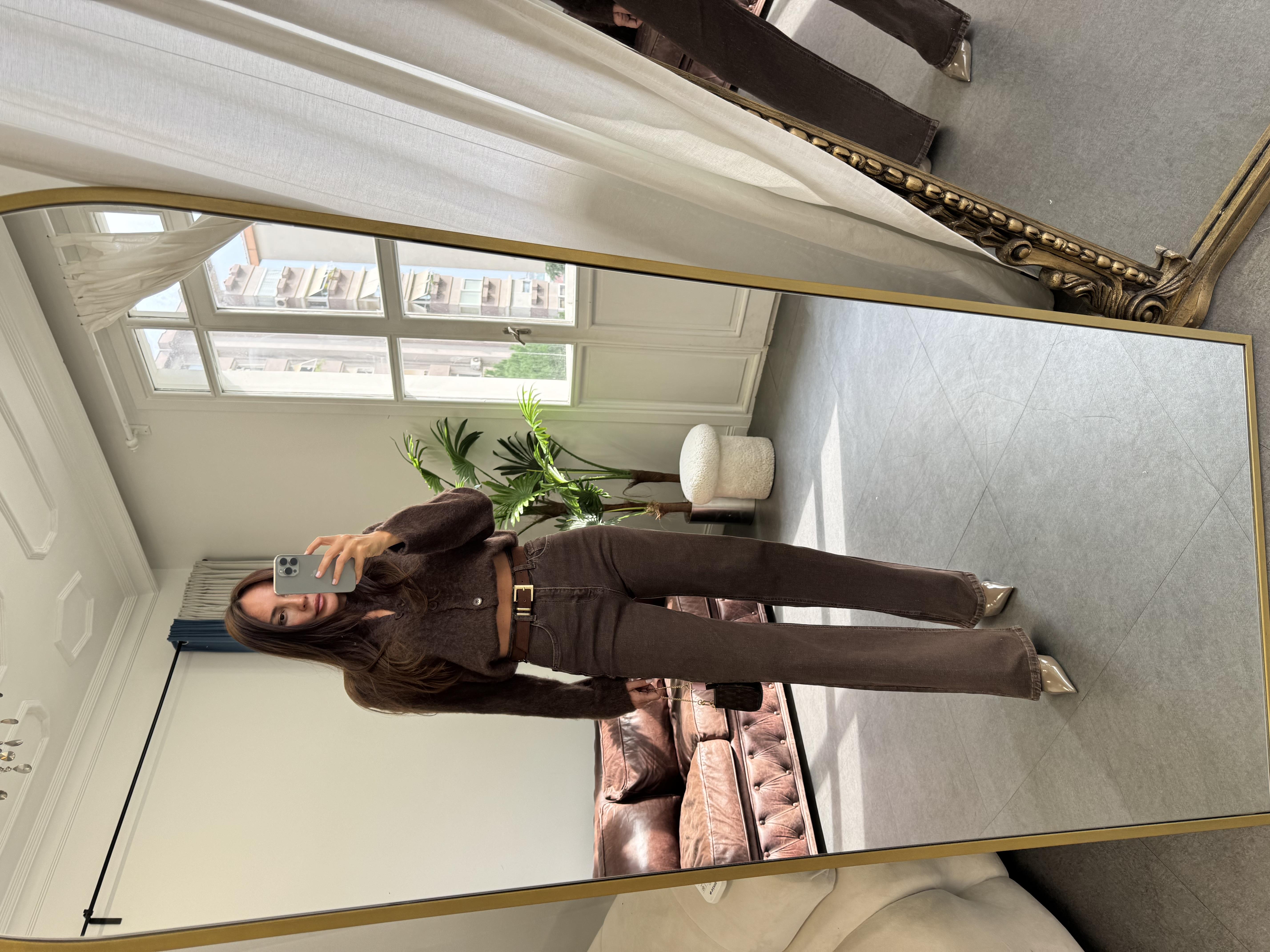 Kahve Sıfır Yaka Sakallı Hırka