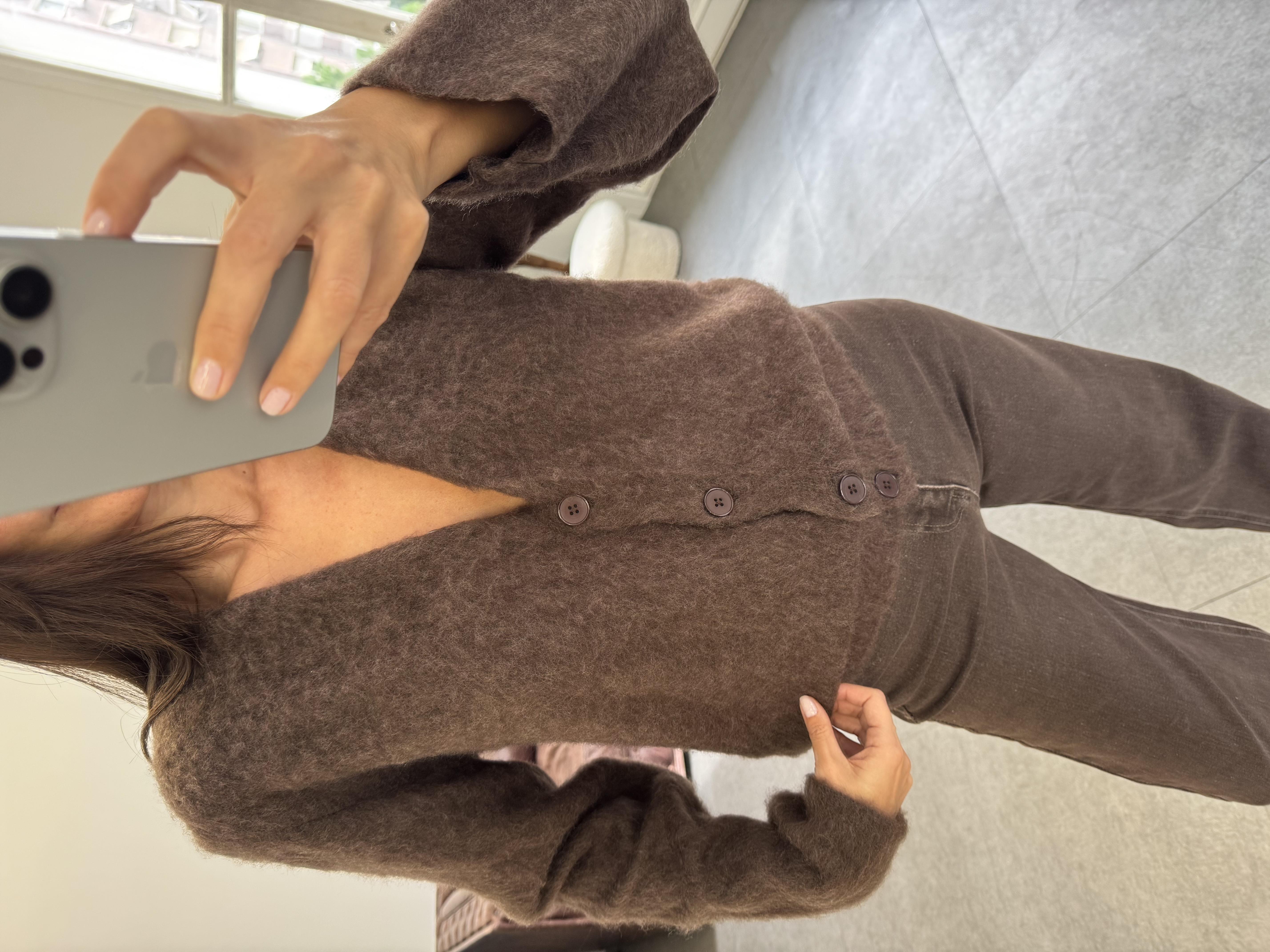 Kahve Sıfır Yaka Sakallı Hırka