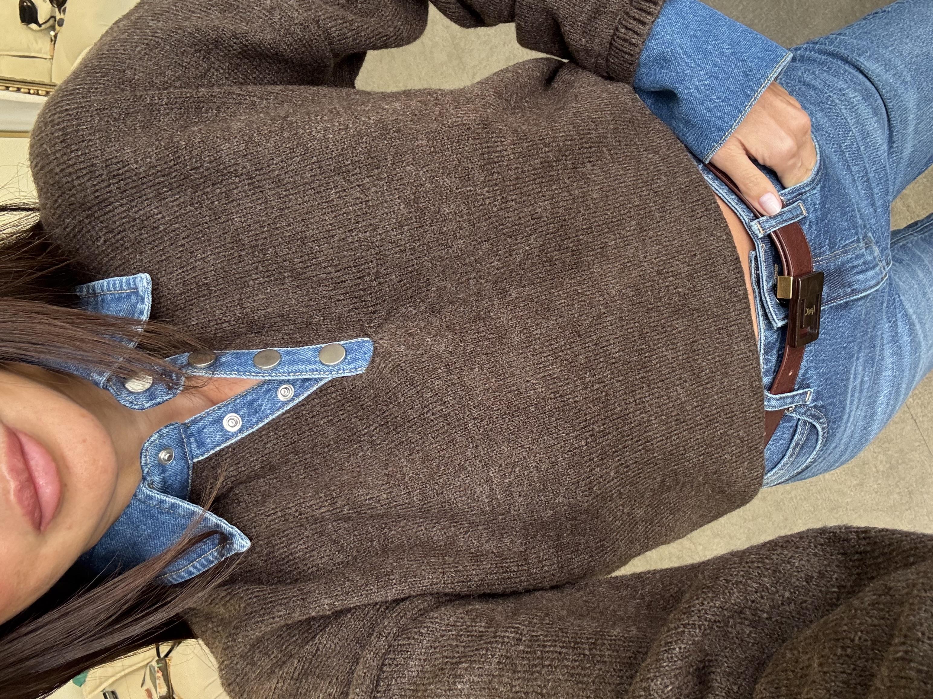 Kahve Yakası Kot Kazak