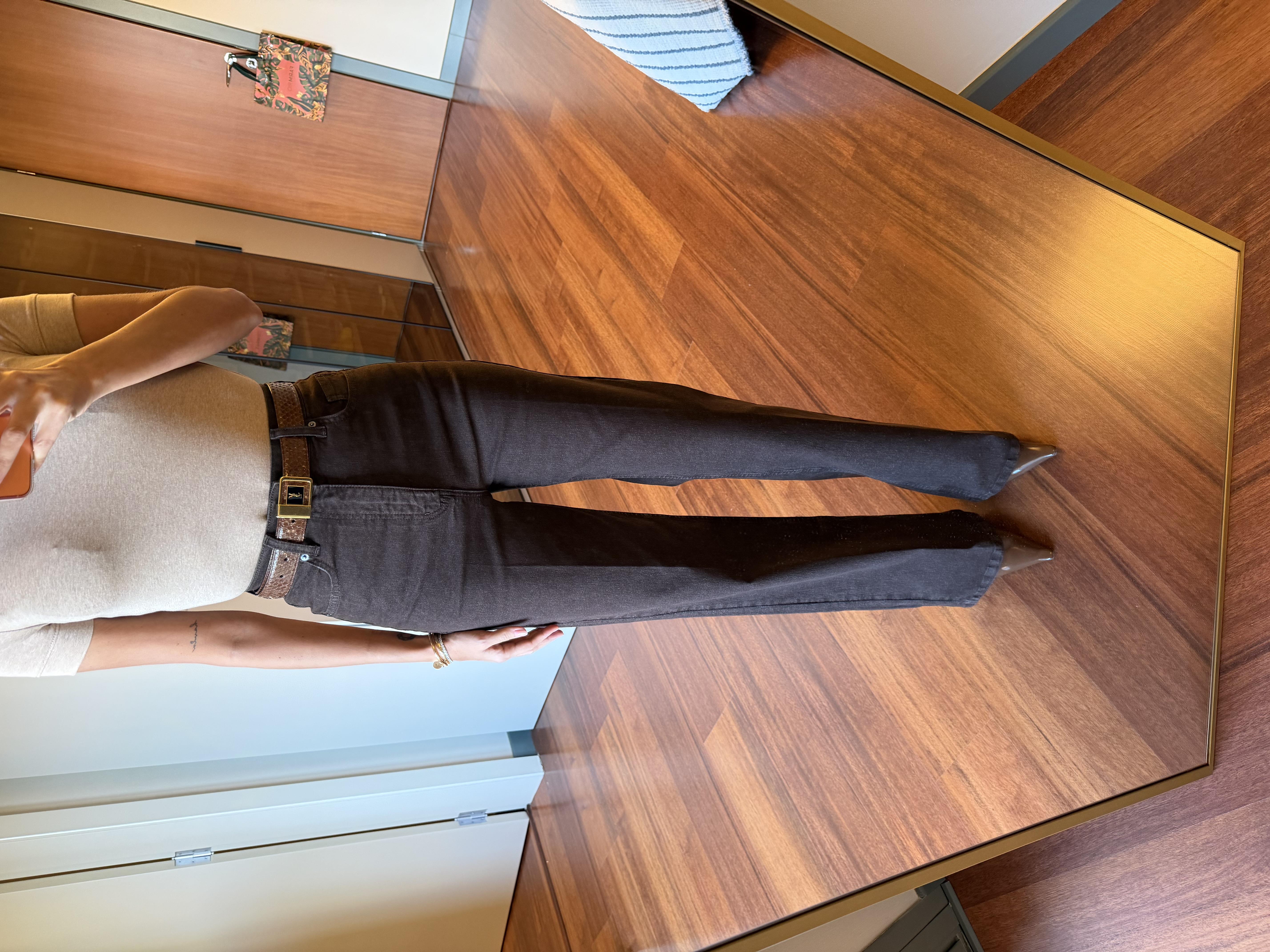 Kahve Yüksek Bel Wide-Leg Jean Pantolon