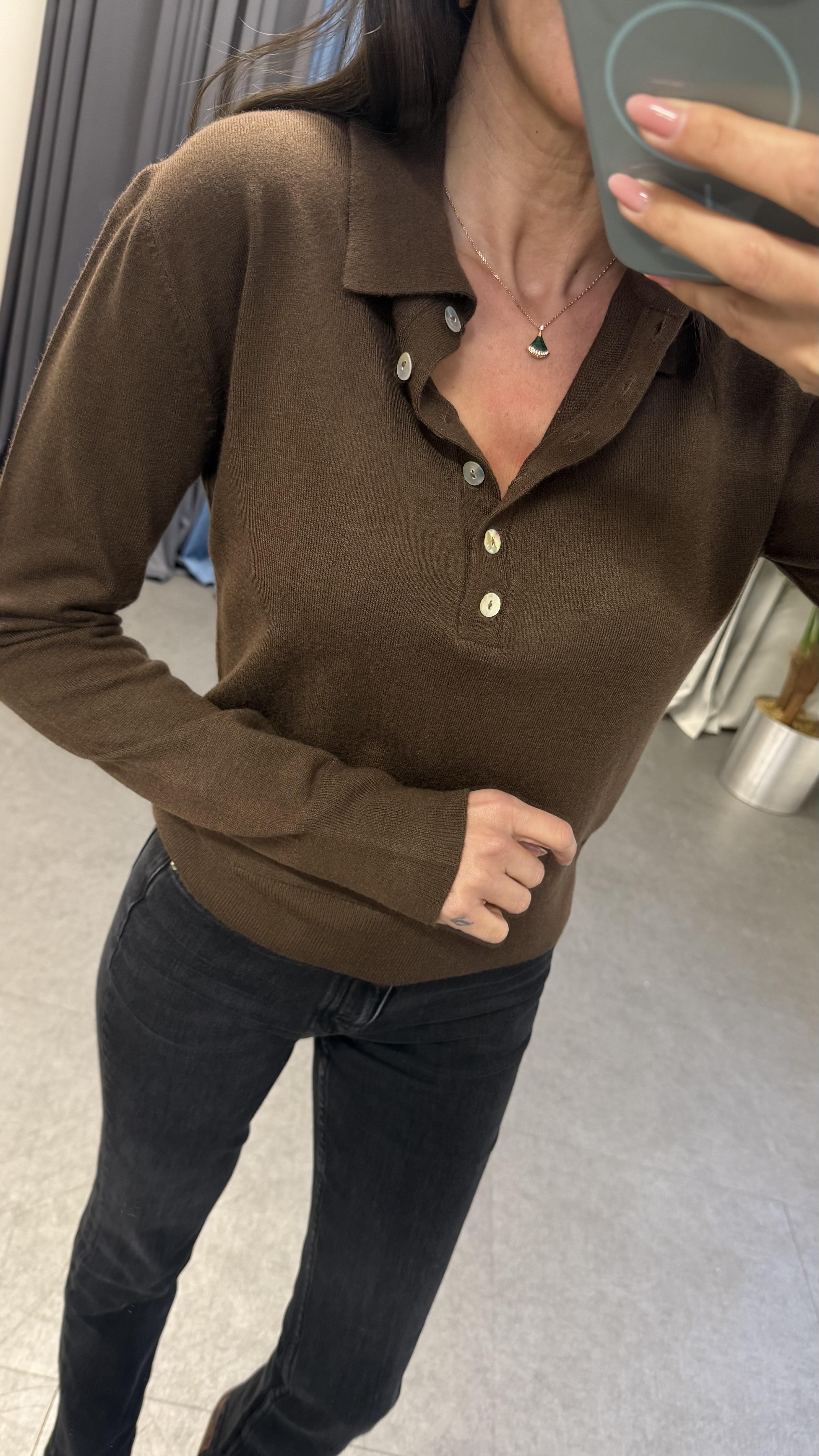 Kahverengi Polo Yaka Triko