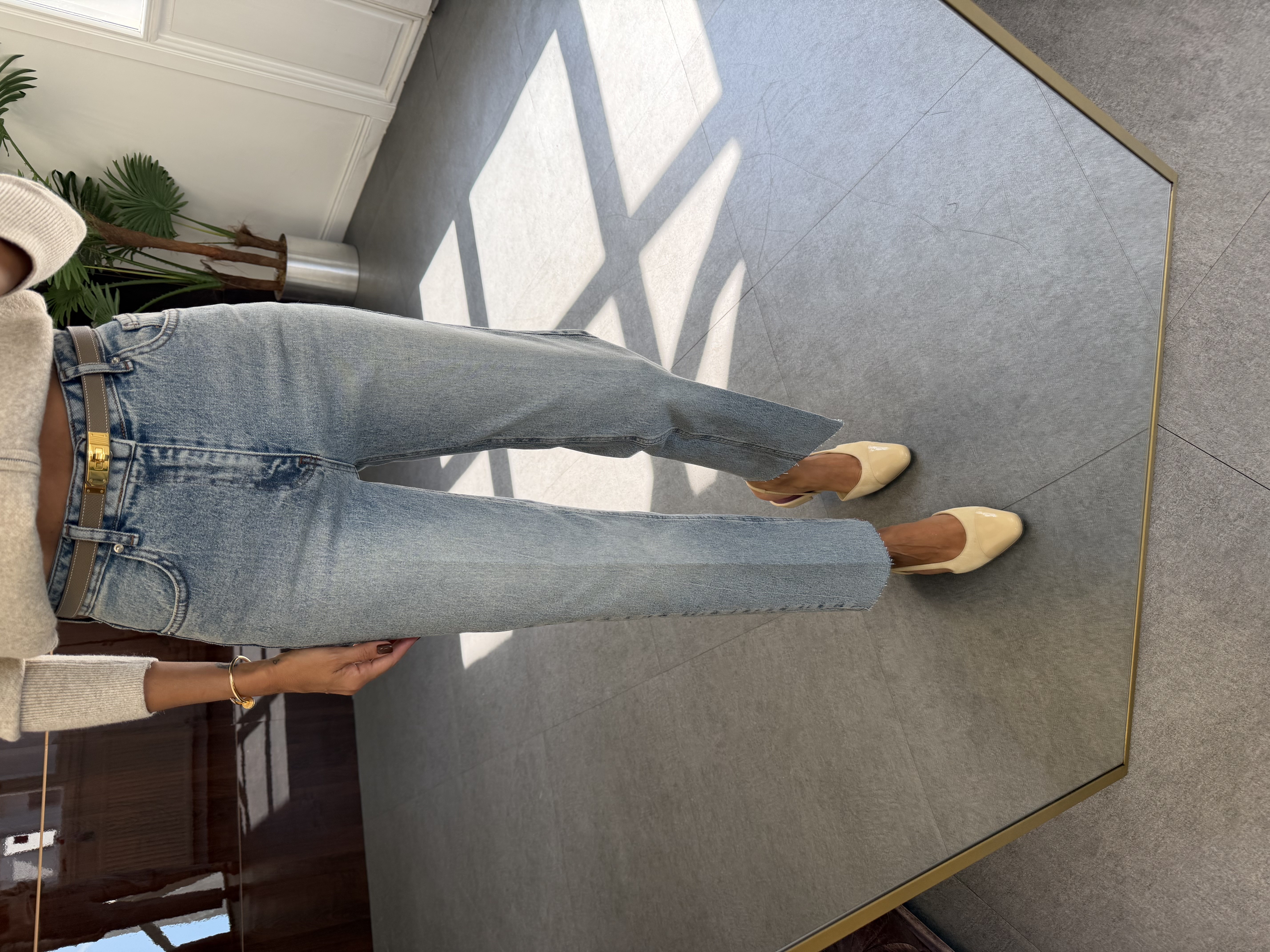 Kar Yıkama Çizgi Ütü Straight Jean Pantolon