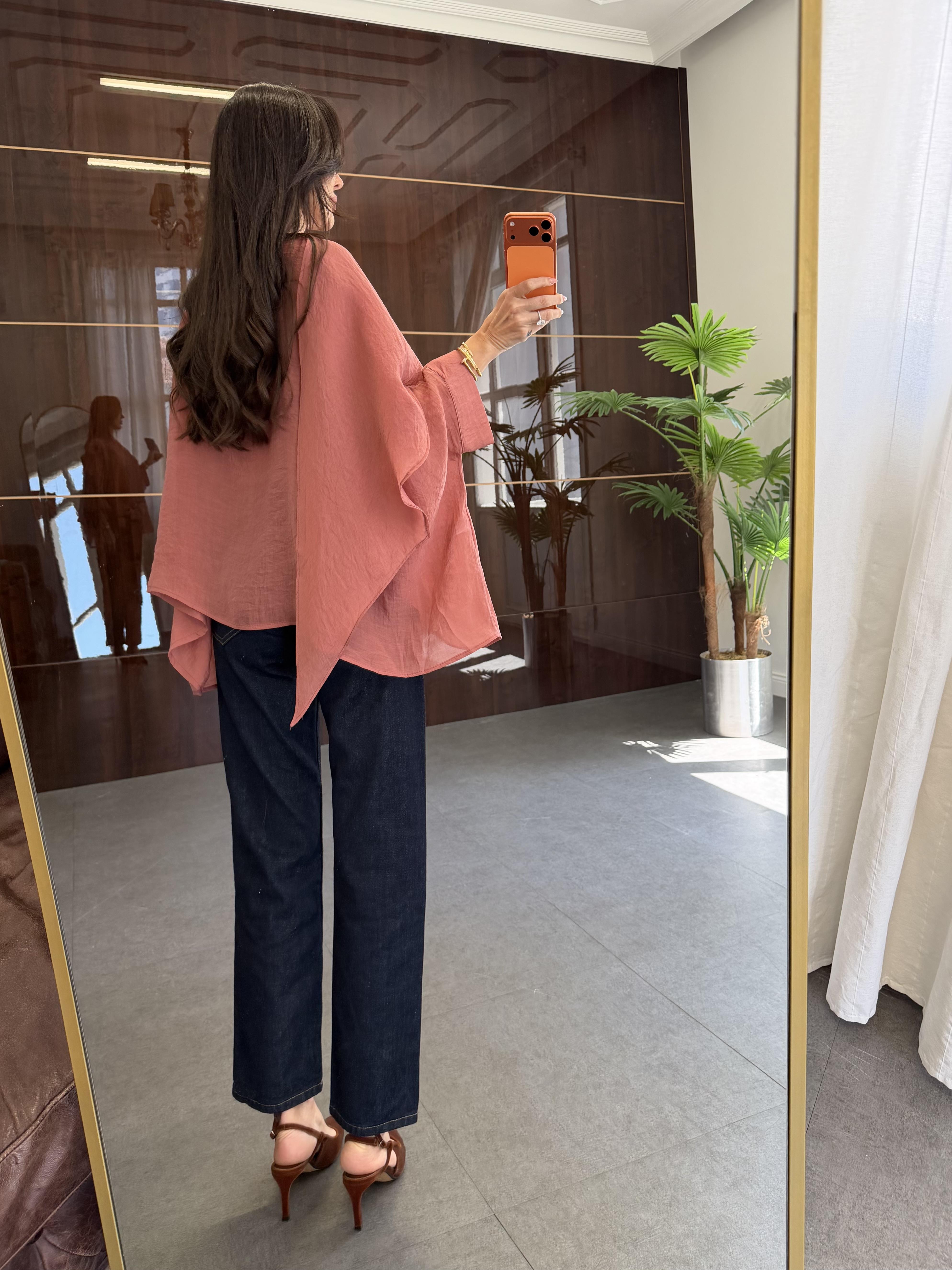 Kiremit Pelerin Viskon Bluz