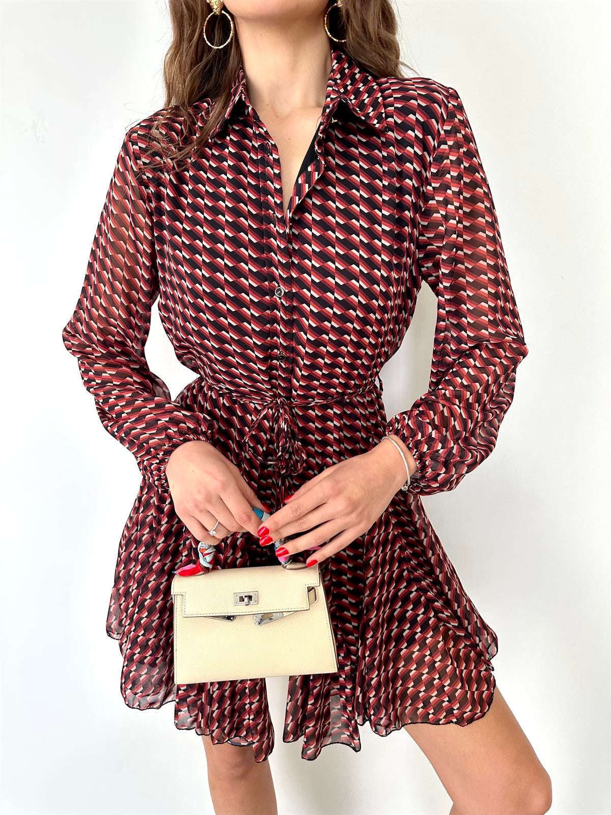 Kiremit Volanlı Elbise