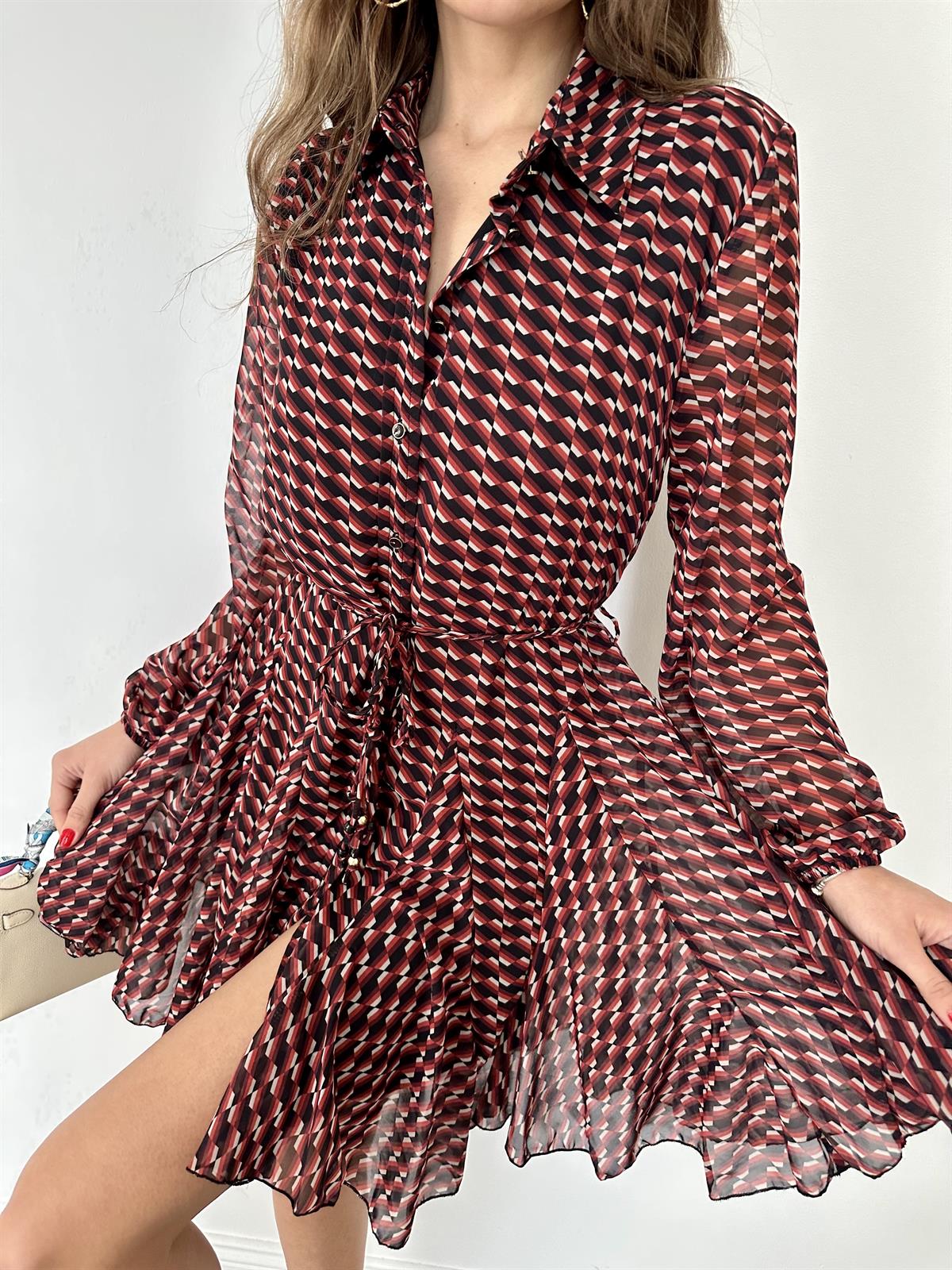 Kiremit Volanlı Elbise