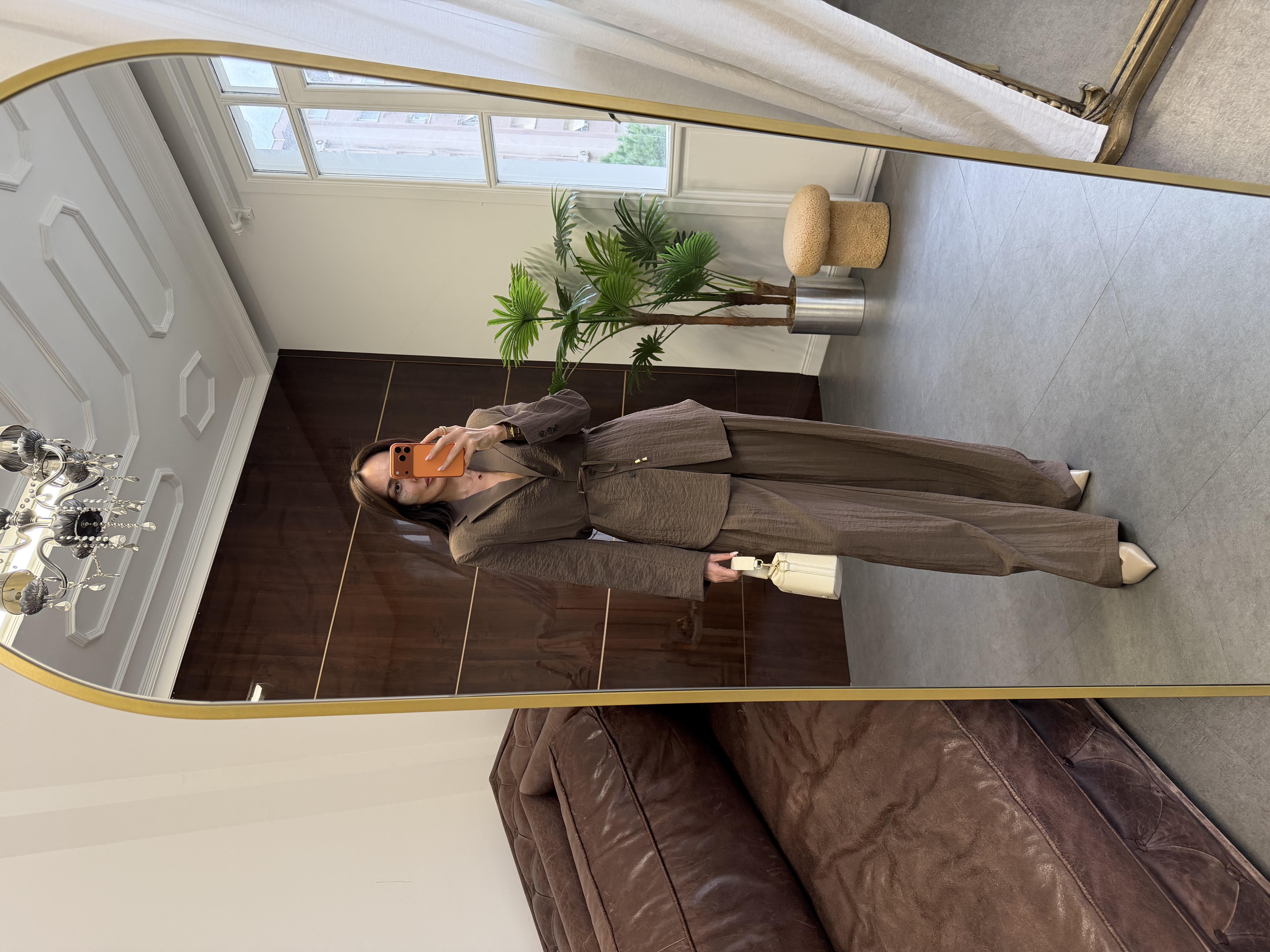 Koyu Kahve Astarsız Ceket Pantolon Takım