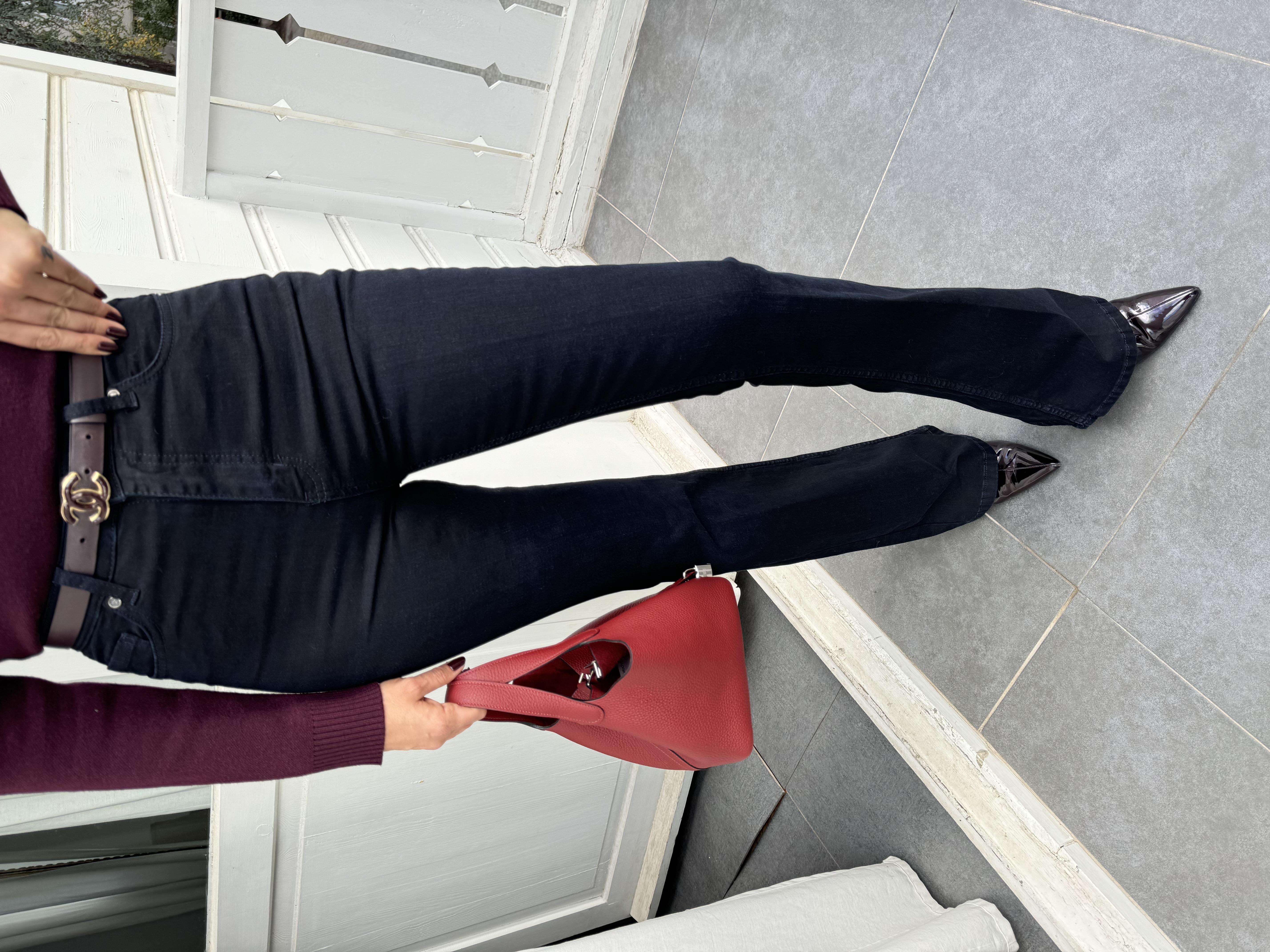 Koyu Lacivert İspanyol Paça Denim