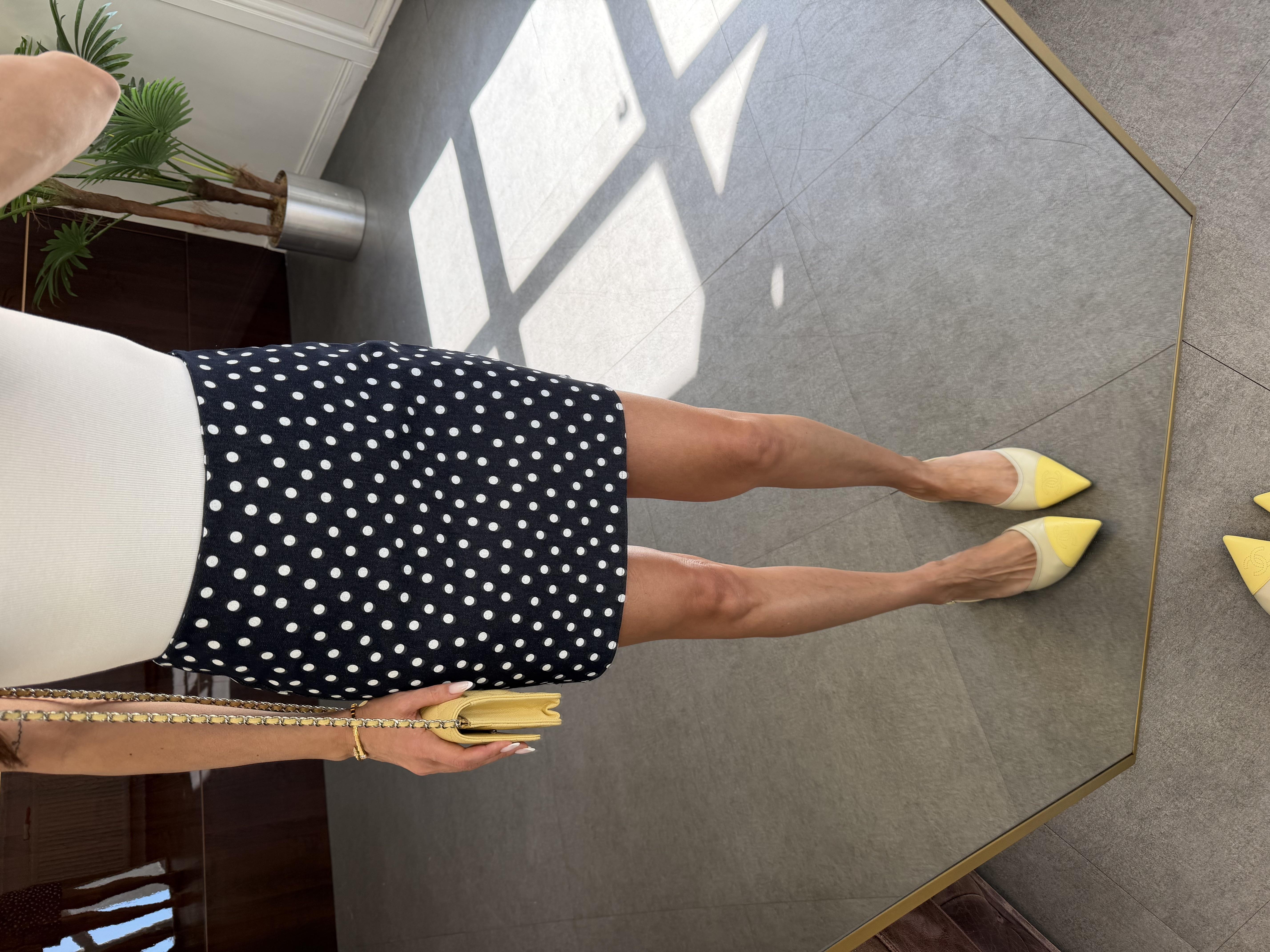 Koyu Lacivert Puantiyeli Mini Etek