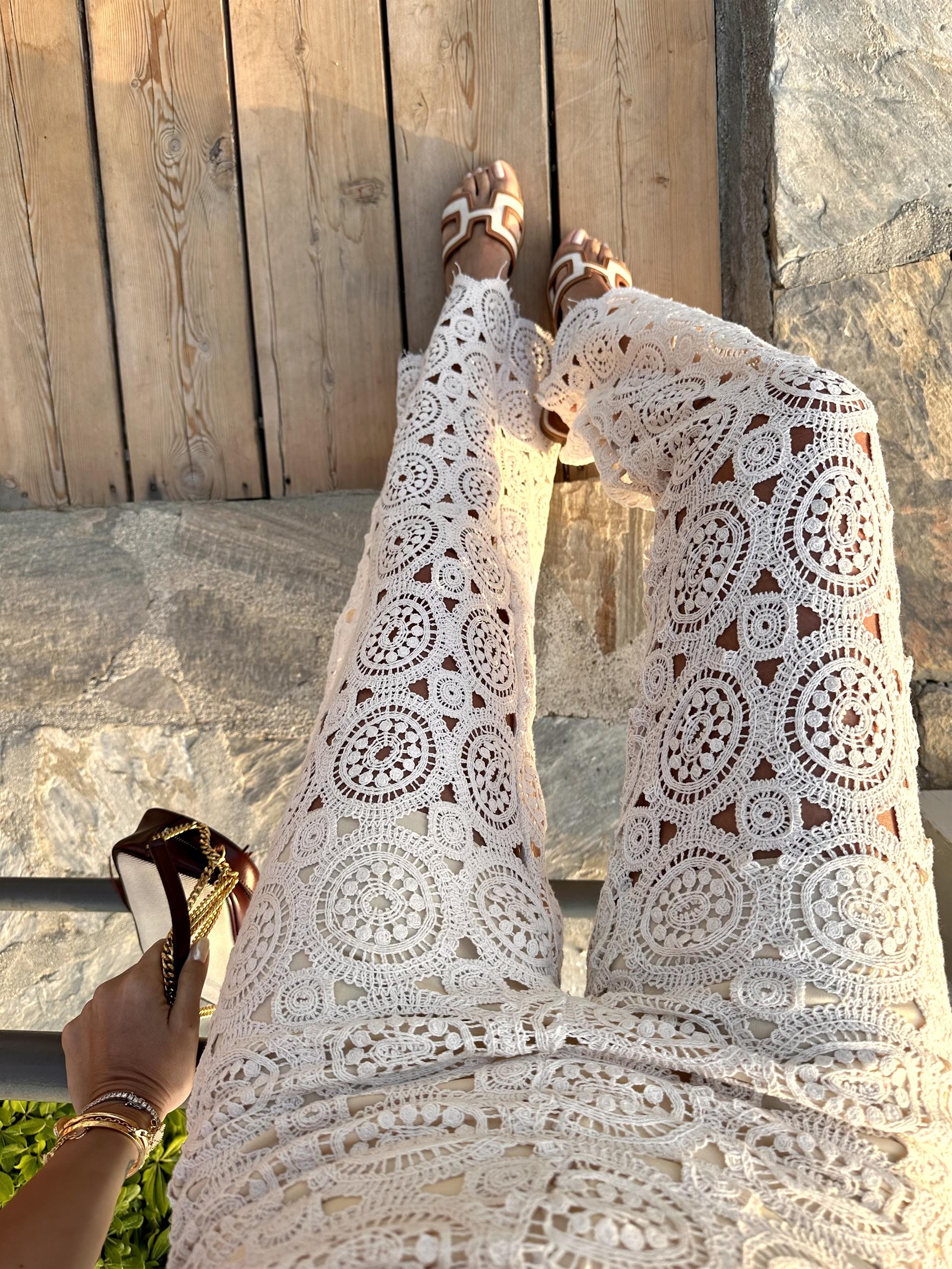Krem Dantelli Pantolon