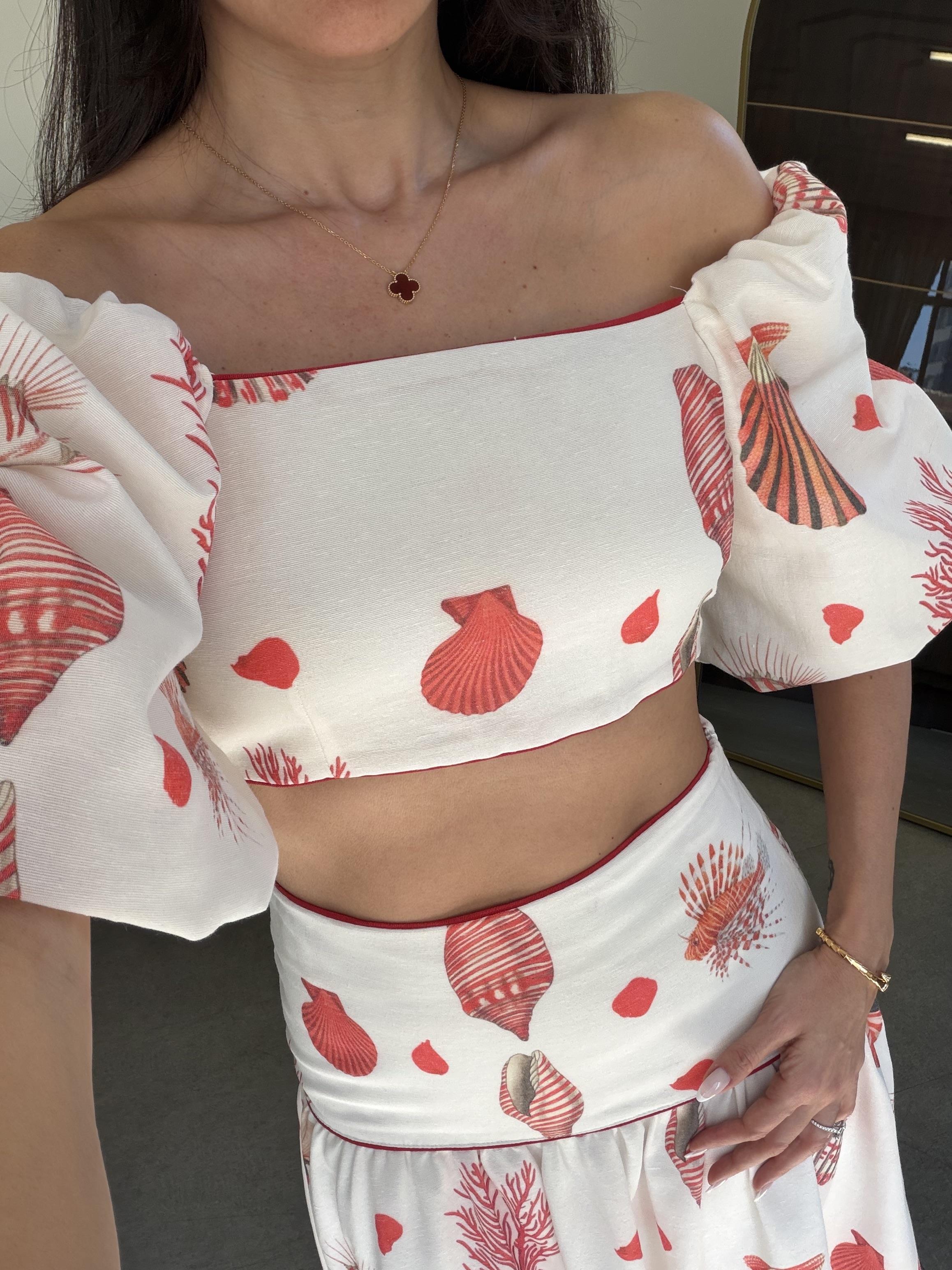 Krem Gipeli Etek Bluz İkili Takım