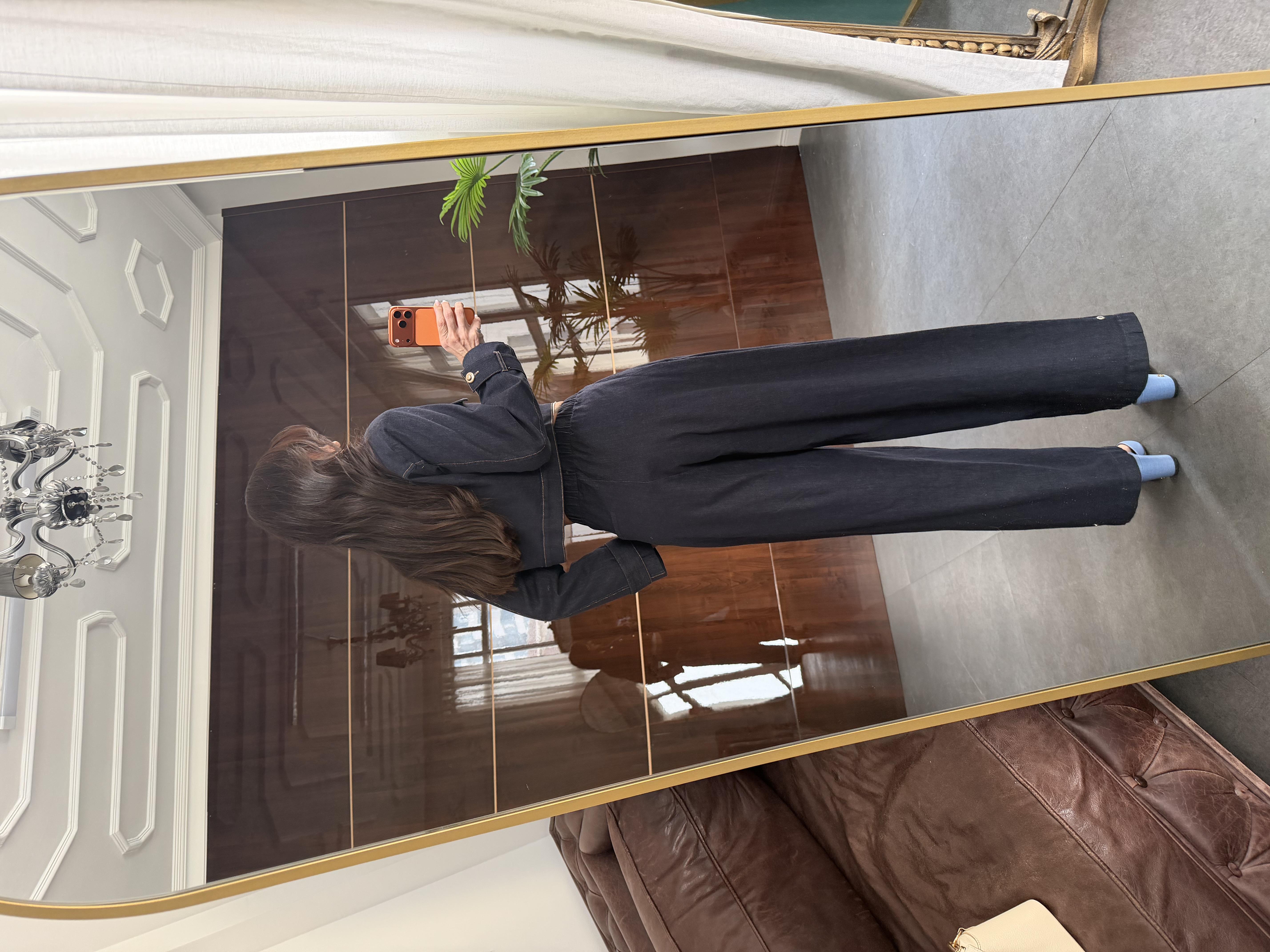 Lacivert Bol Kesim Denim Pantolon