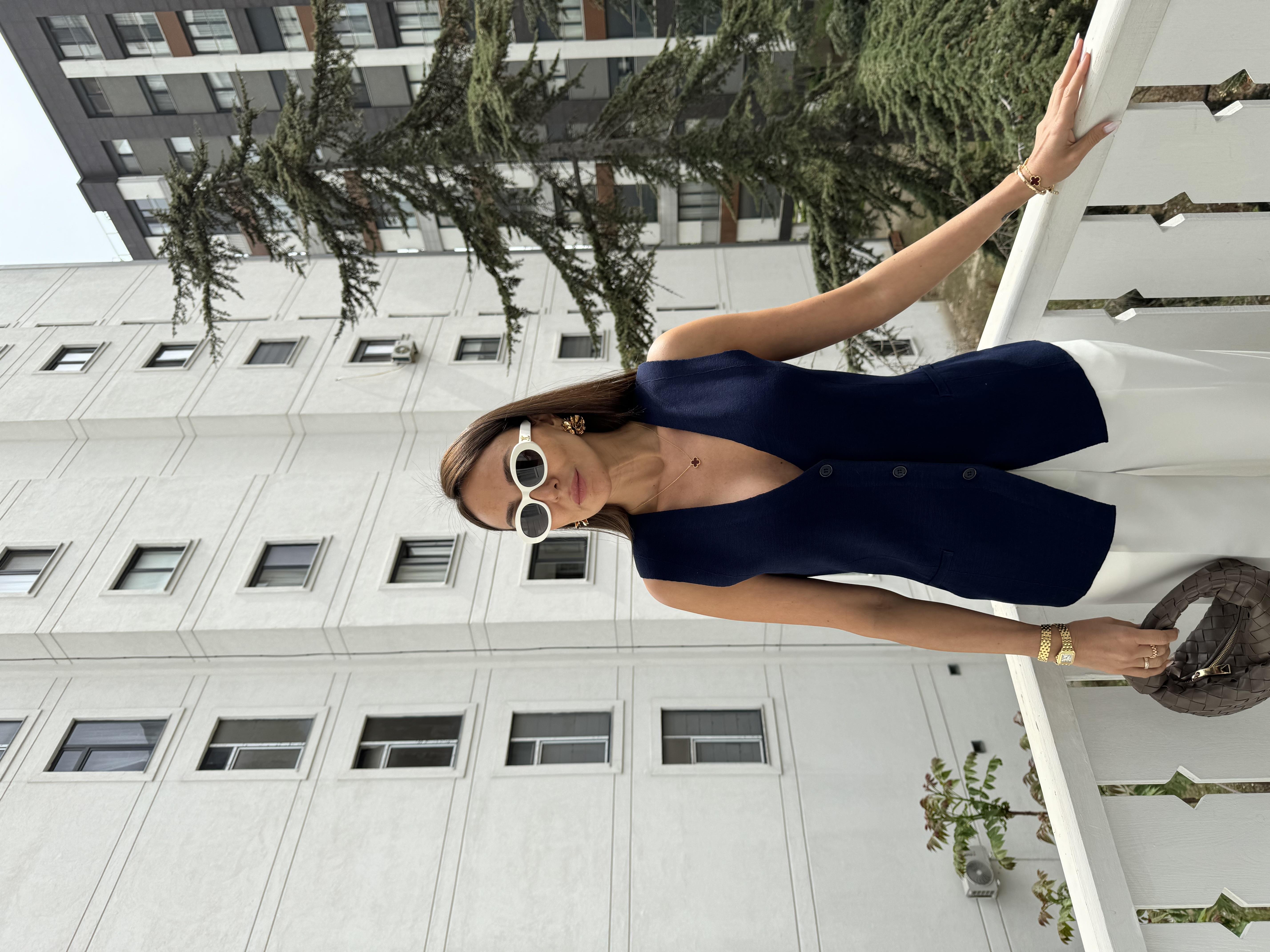 Lacivert Çelik Örme Merserize Yelek