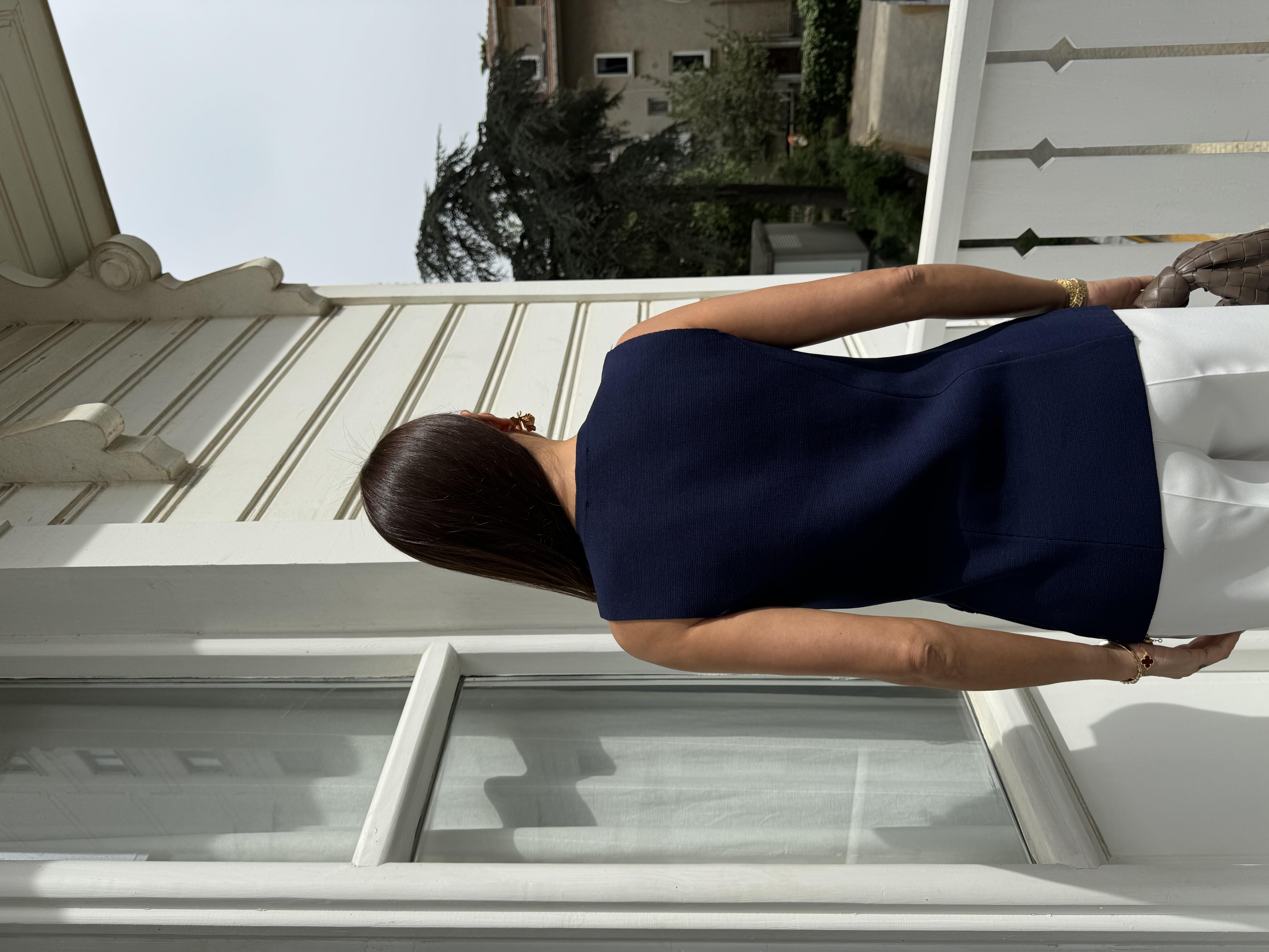 Lacivert Çelik Örme Merserize Yelek