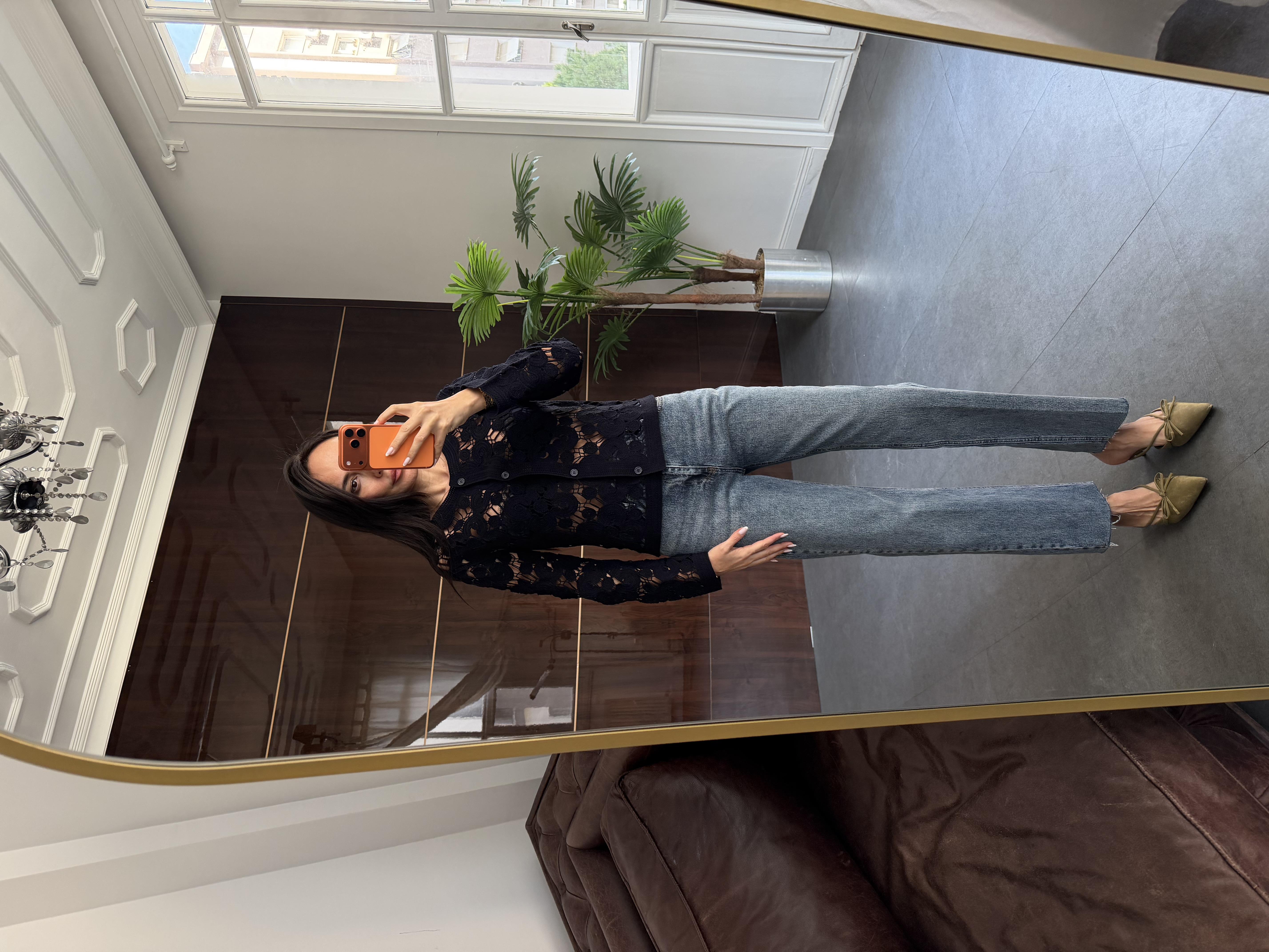 Lacivert Dantel Tasarımlı Hırka