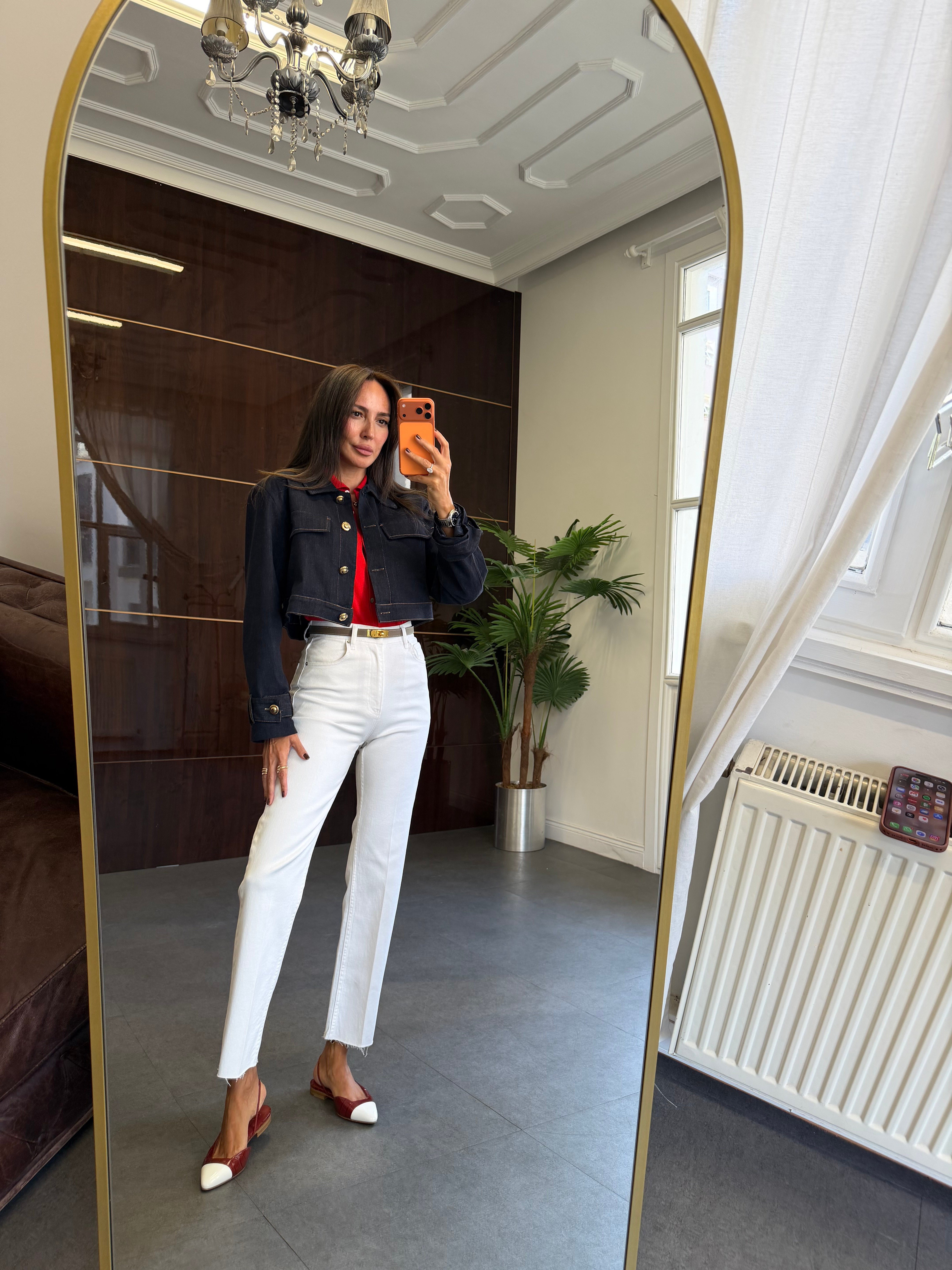 Lacivert Denim Düğmeli Ceket