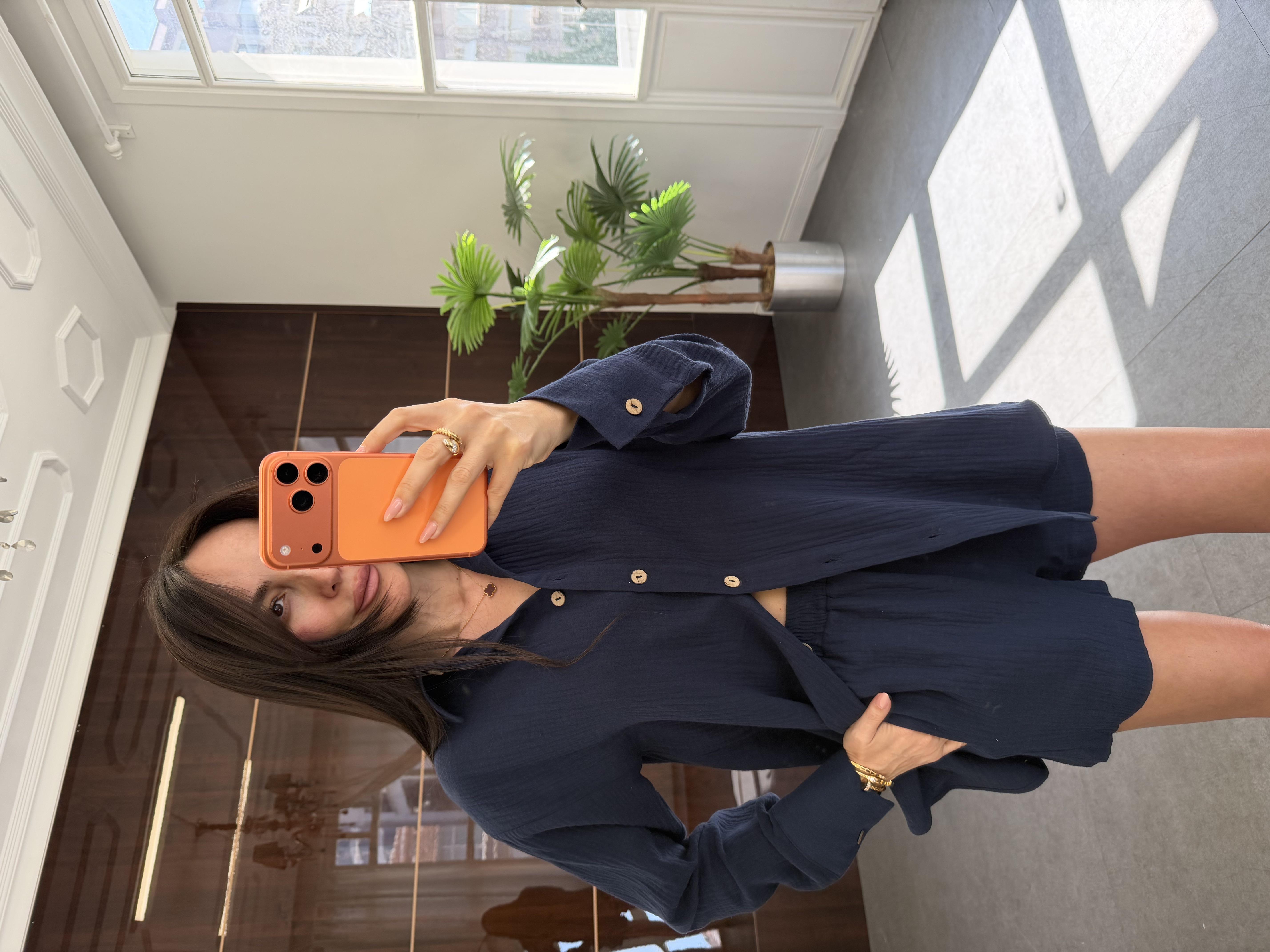 Lacivert Müslin Wood Takım