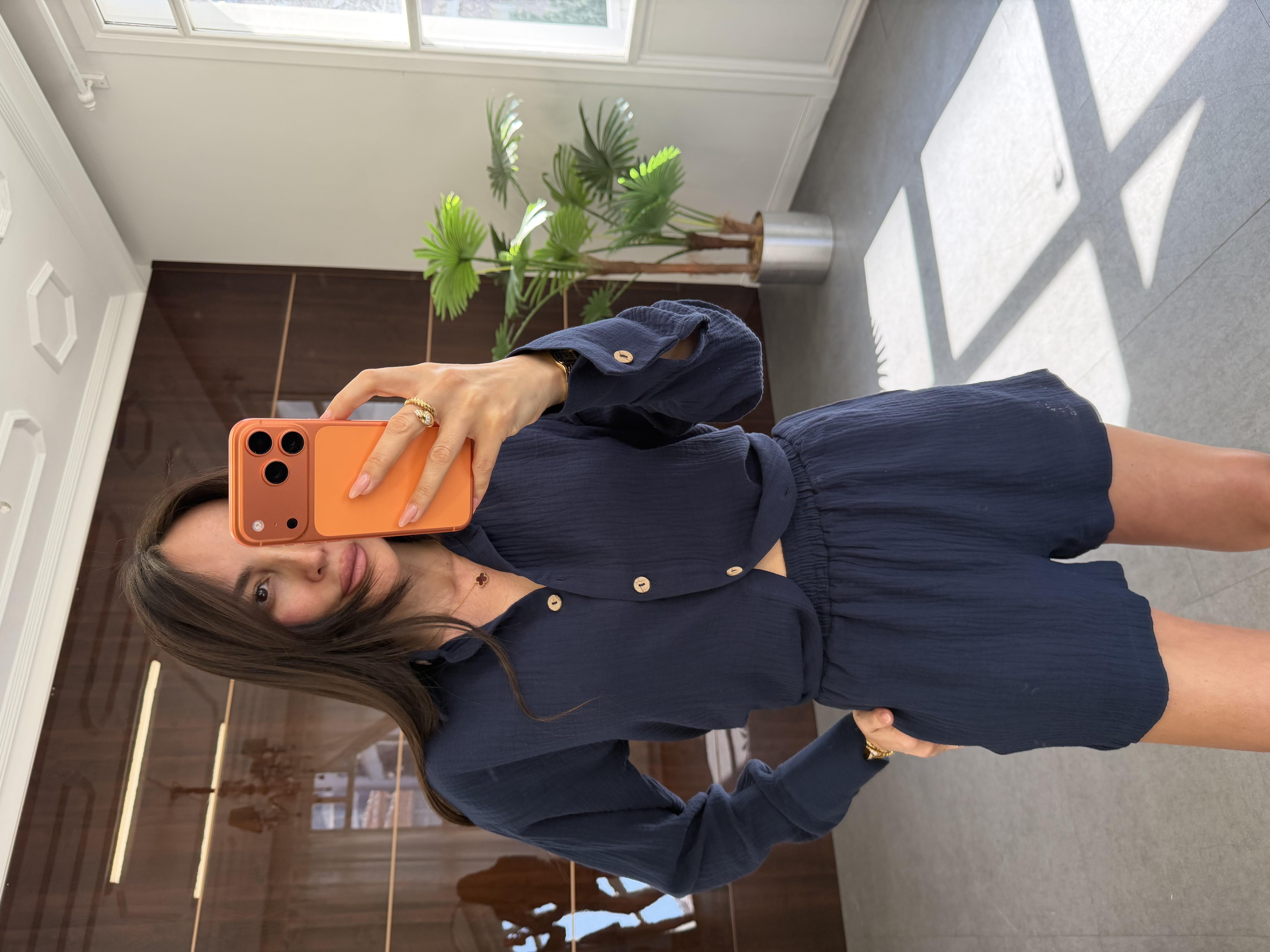 Lacivert Müslin Wood Takım