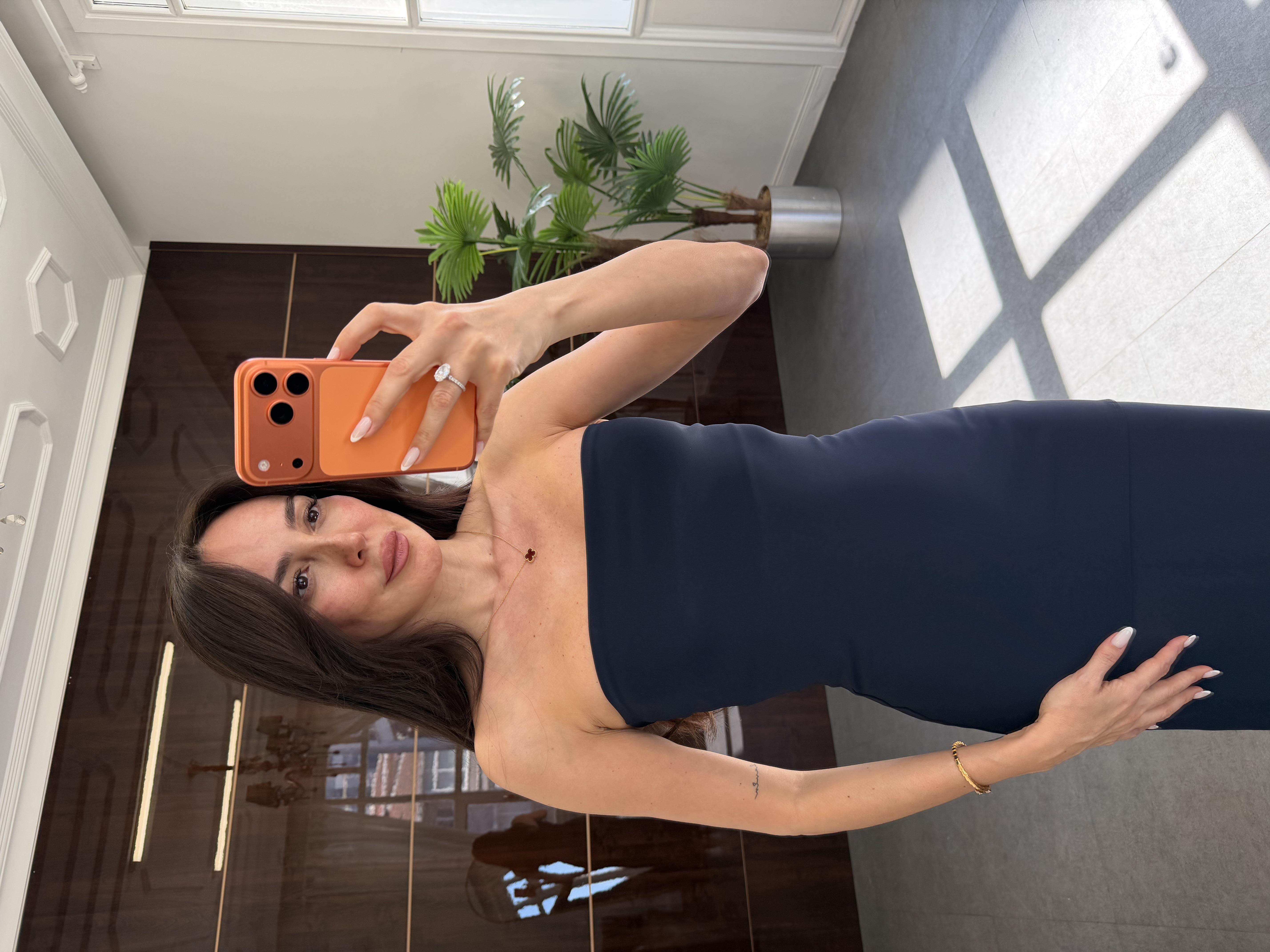 Lacivert Straplez Kesim Elbise