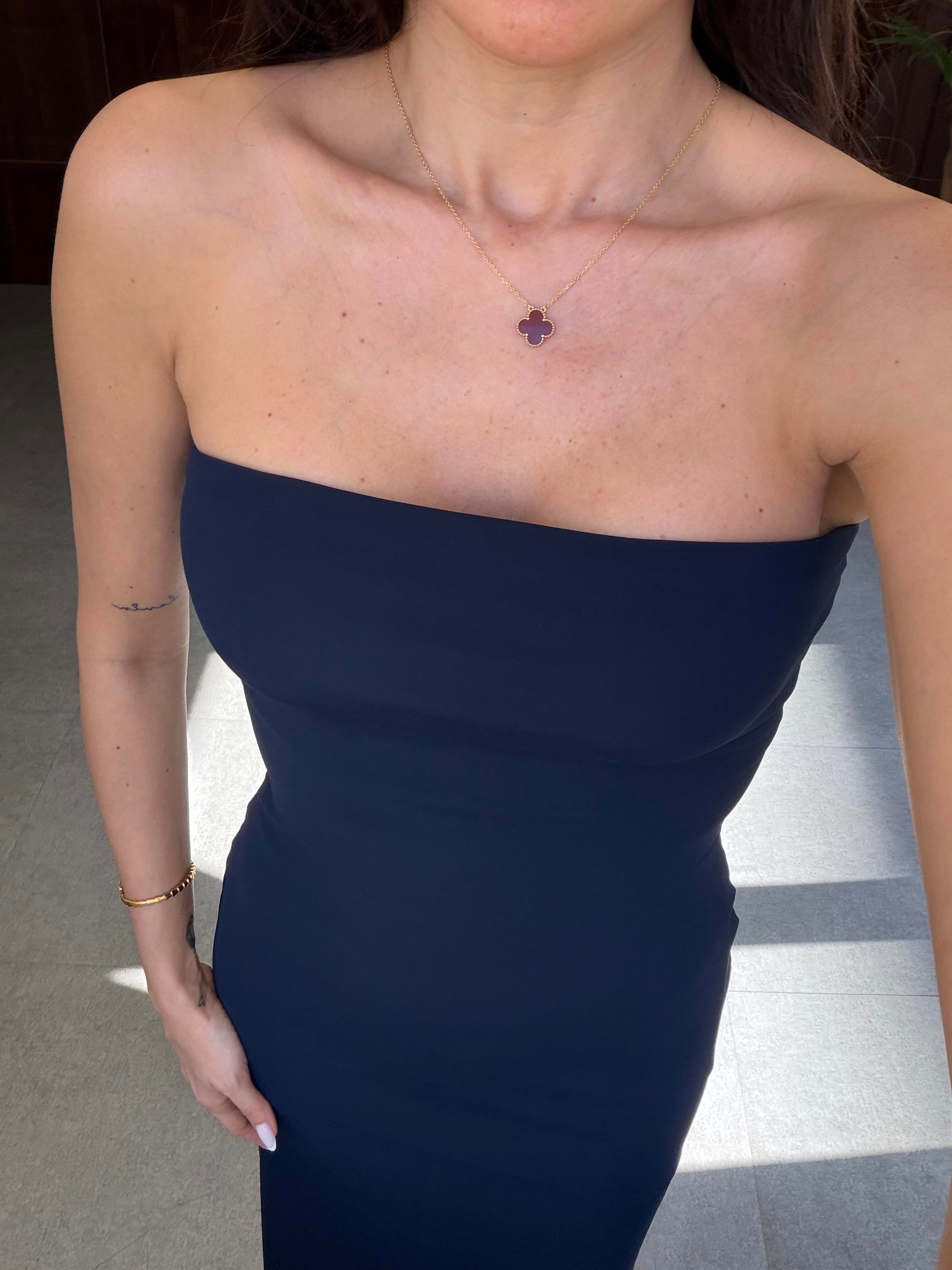 Lacivert Straplez Kesim Elbise