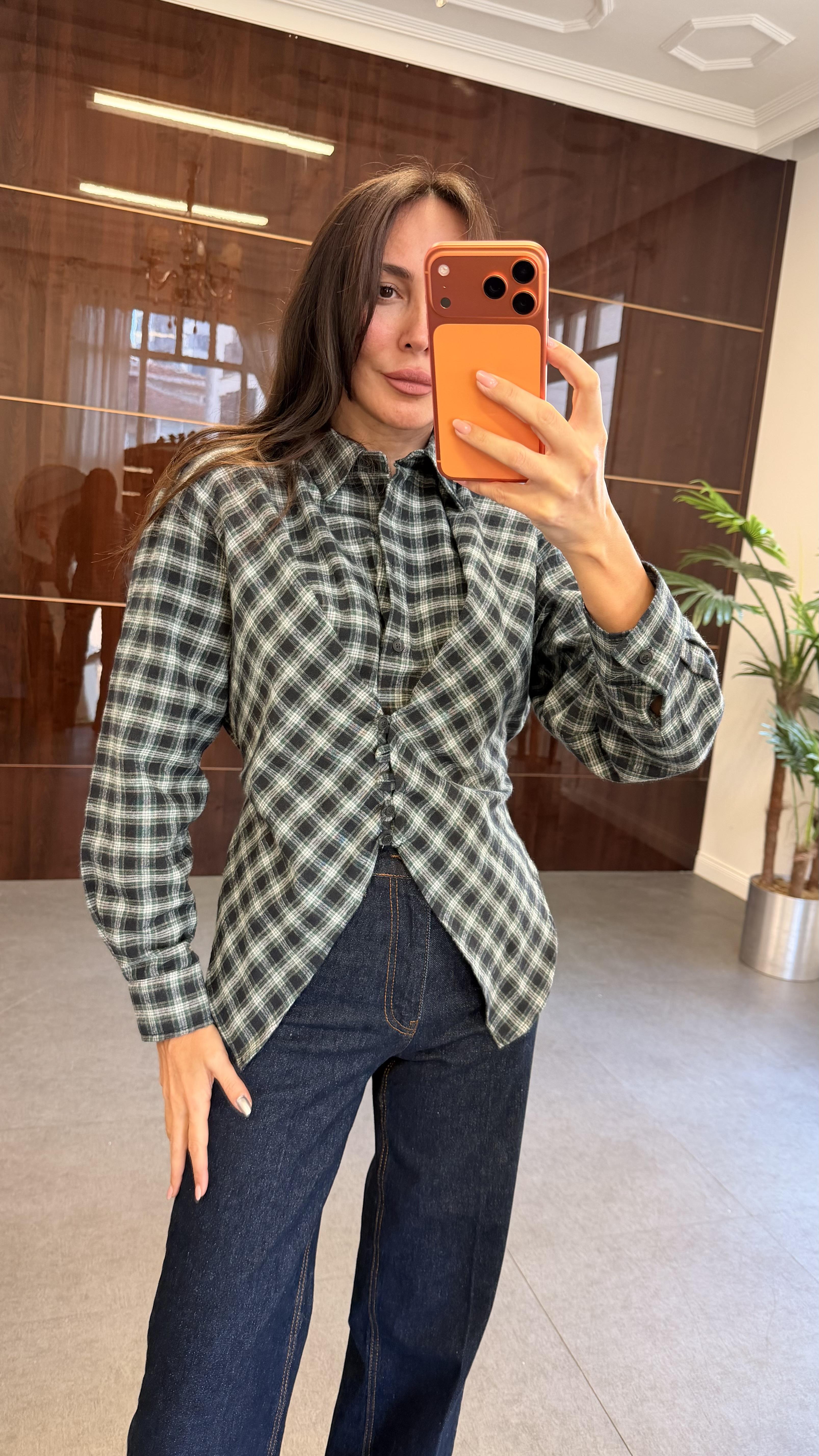 Yeşil Tasarım Ekose Gömlek